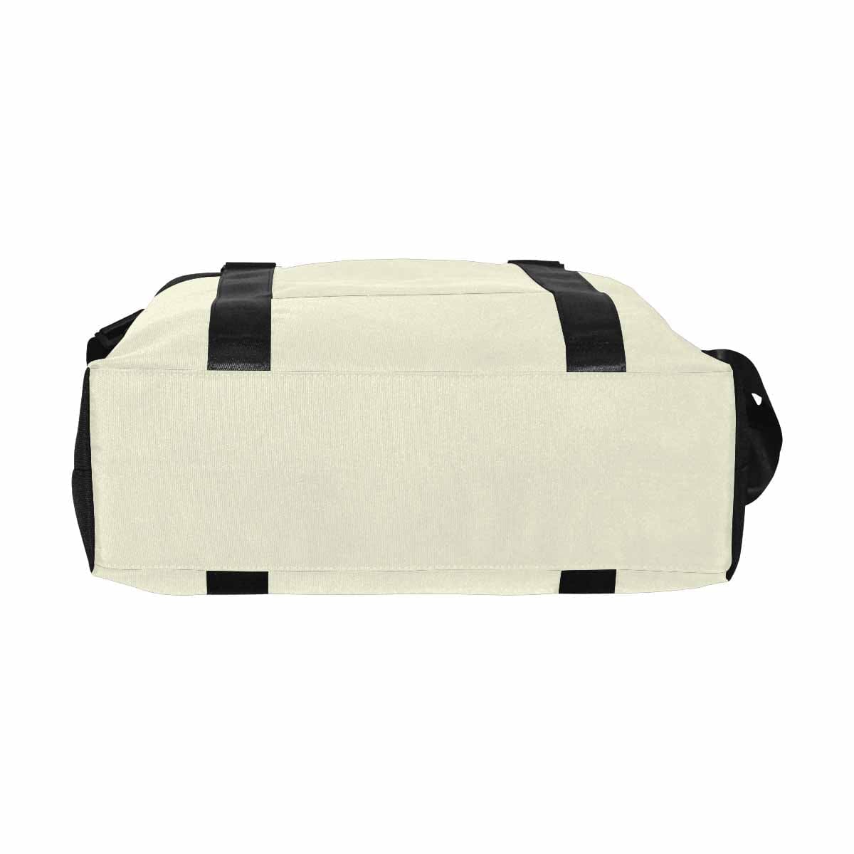 A stylish beige duffel bag made from durable oxford fabric, featuring handles and an adjustable strap, ideal for travel and everyday use.