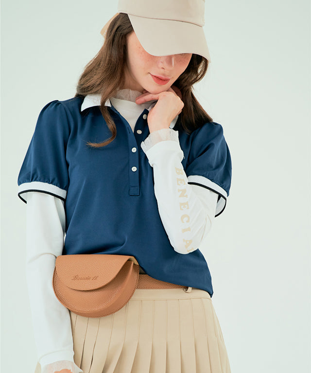 BENECIA 12 Apple Pique T-Shirt in Dark Blue, showcasing its soft fabric and stylish design.