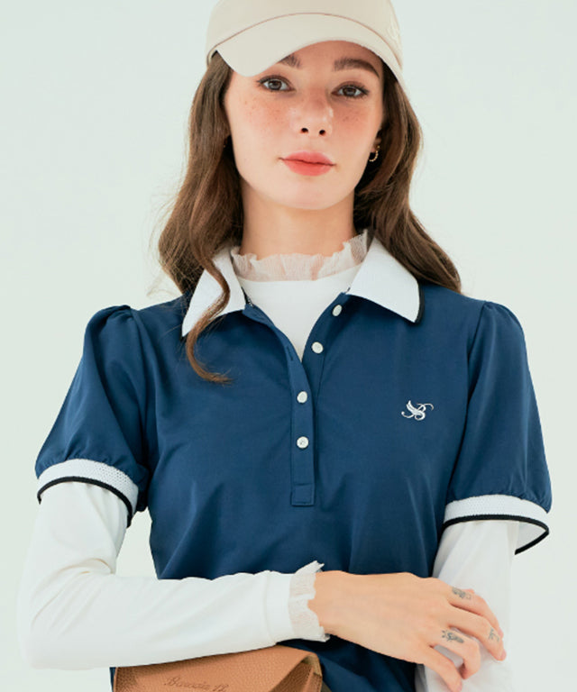 BENECIA 12 Apple Pique T-Shirt in Dark Blue, showcasing its soft fabric and stylish design.