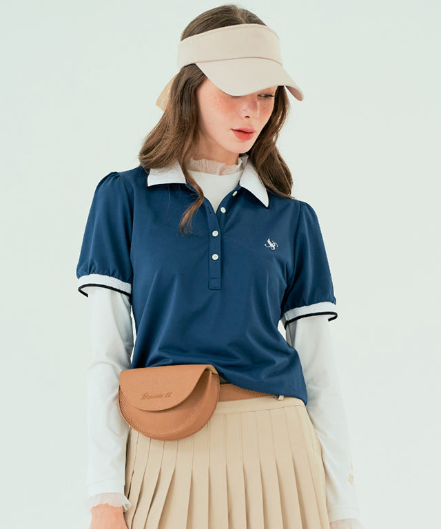 BENECIA 12 Apple Pique T-Shirt in Dark Blue, showcasing its soft fabric and stylish design.