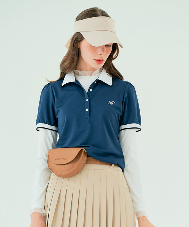 BENECIA 12 Apple Pique T-Shirt in Dark Blue, showcasing its soft fabric and stylish design.