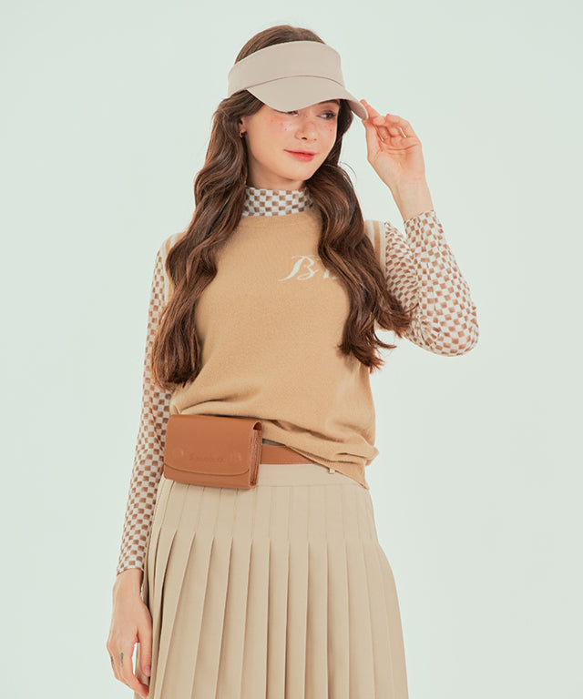 BENECIA 12 Cera Pleated Skirt in Beige, showcasing elegant pleats and a soft fabric blend.