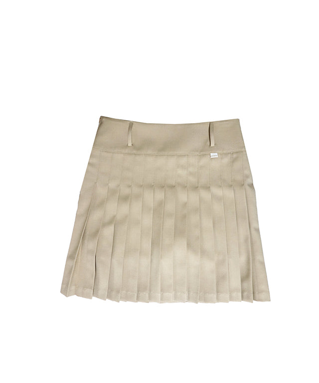BENECIA 12 Cera Pleated Skirt in Beige, showcasing elegant pleats and a soft fabric blend.