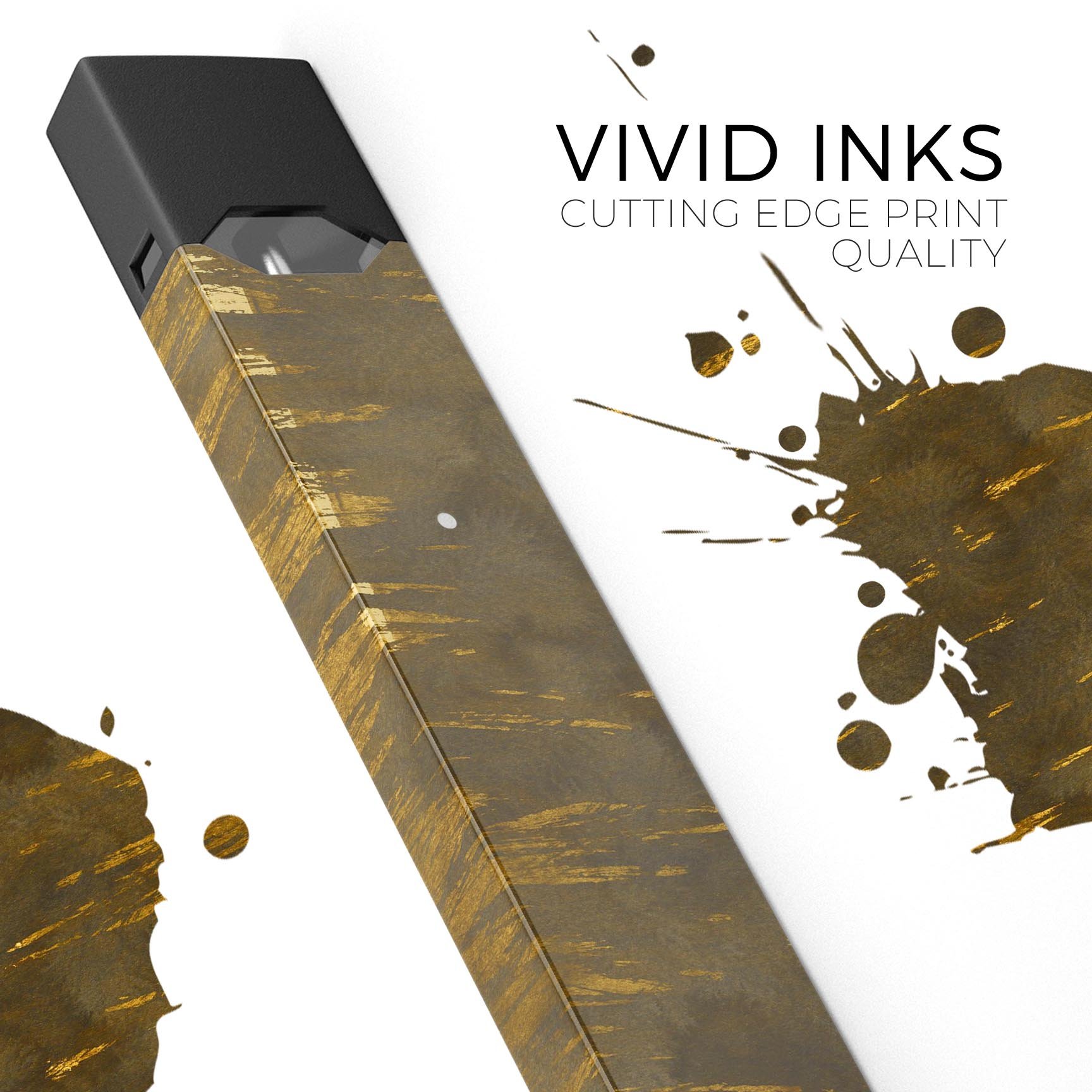 Beyond the Darkness premium decal for JUUL device featuring a golden field design, showcasing its precision cut and protective features.