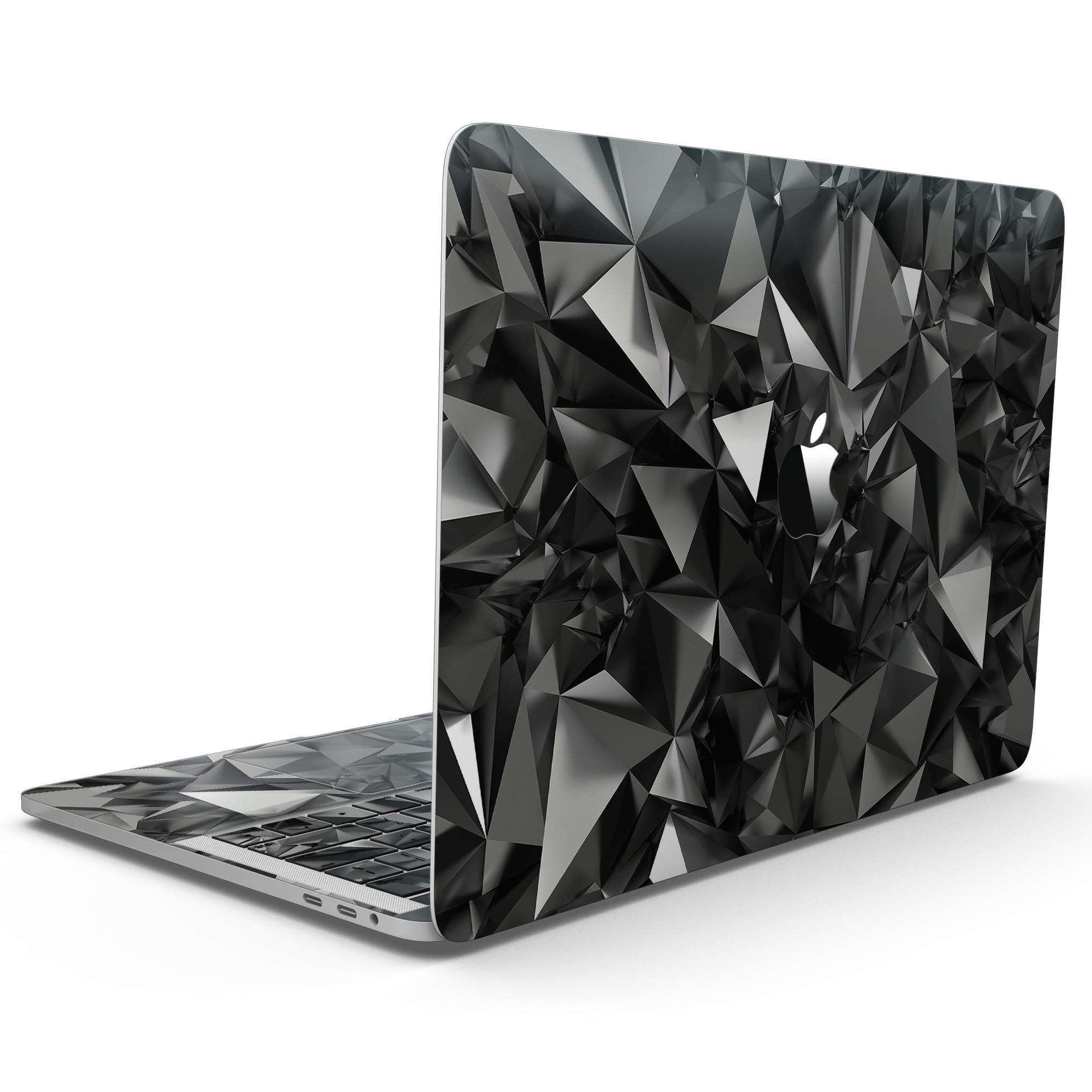 Black 3D Diamond Surface Skin Kit for 13" MacBook Pro without Touch Bar, showcasing a sleek design and premium vinyl material.