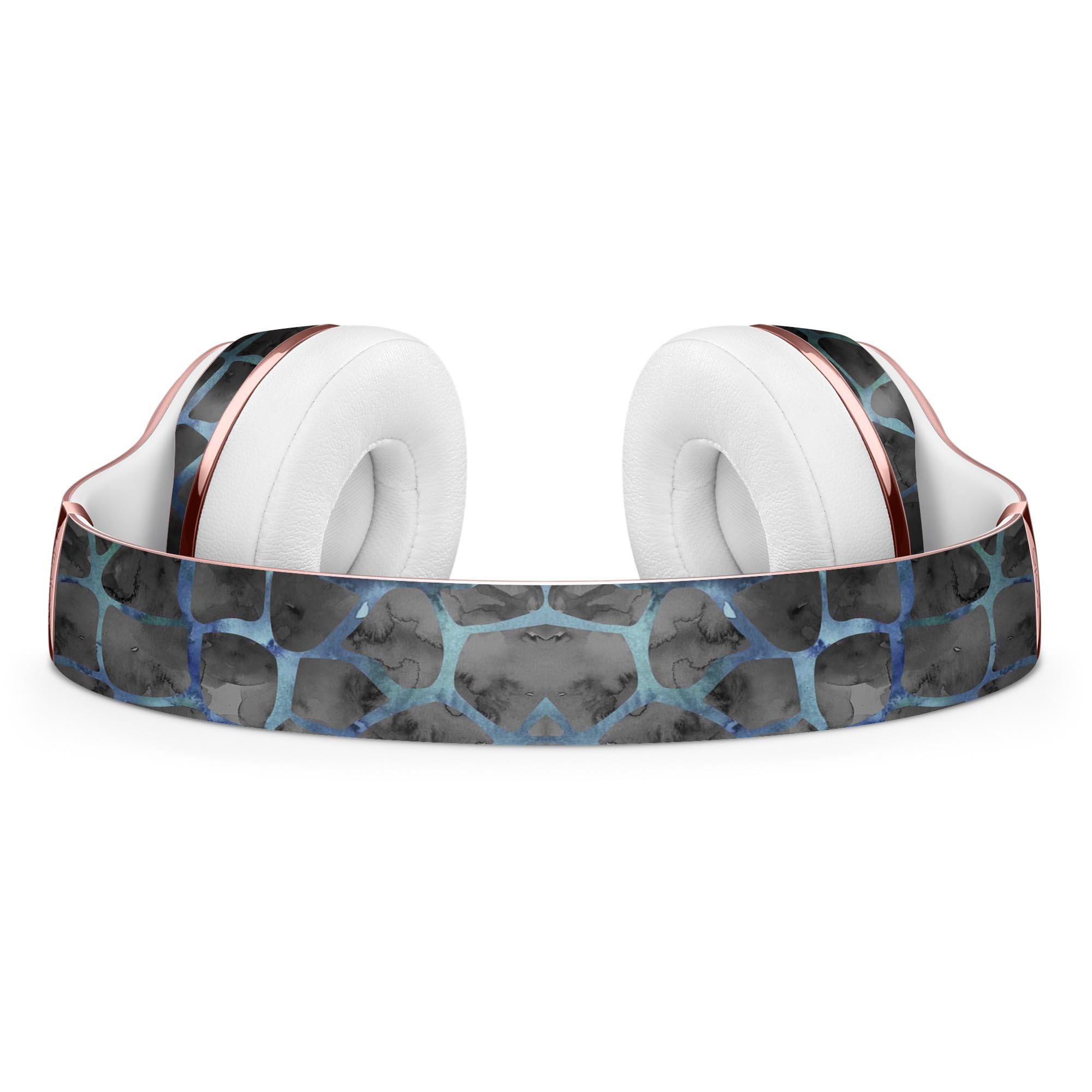 Black and blue watercolor giraffe pattern skin kit for Beats by Dre Solo 3 Wireless Headphones, showcasing vibrant colors and unique design.