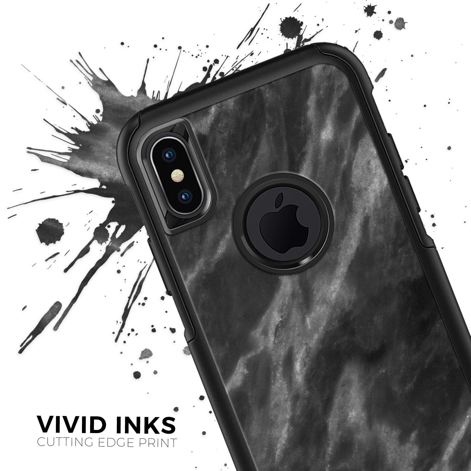 Black and Chalky White Marble Skin Kit for iPhone OtterBox cases, showcasing a stylish marble design with a smooth finish.