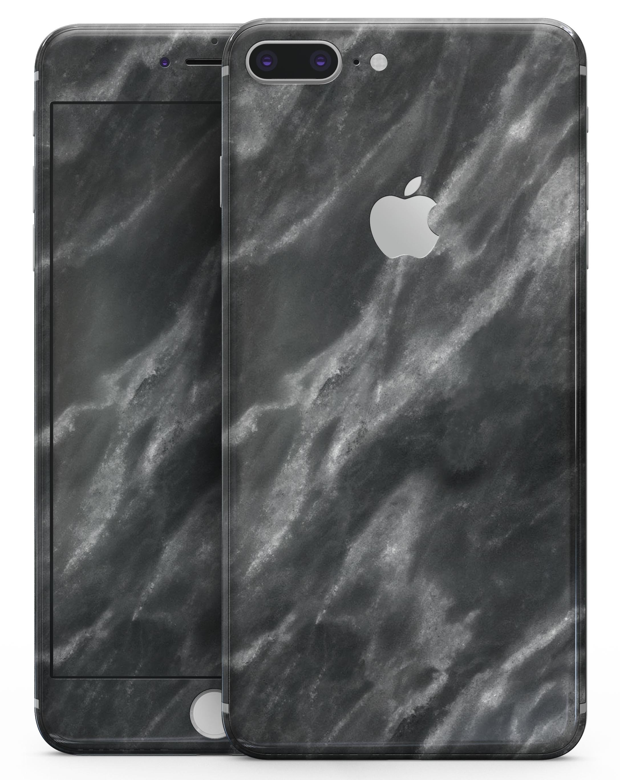 Black and Chalky White Marble skin for iPhone 8 and 8 Plus, showcasing a stylish design with a premium vinyl finish.
