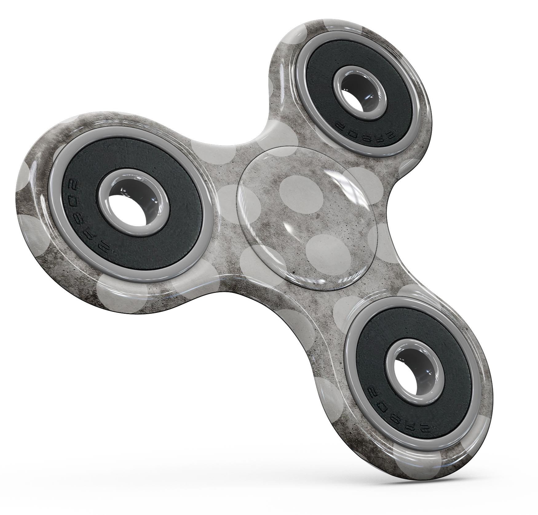 Black and Concrete Surface Polka Dots skin for fidget spinner, showcasing a stylish polka dot design on a durable vinyl material.