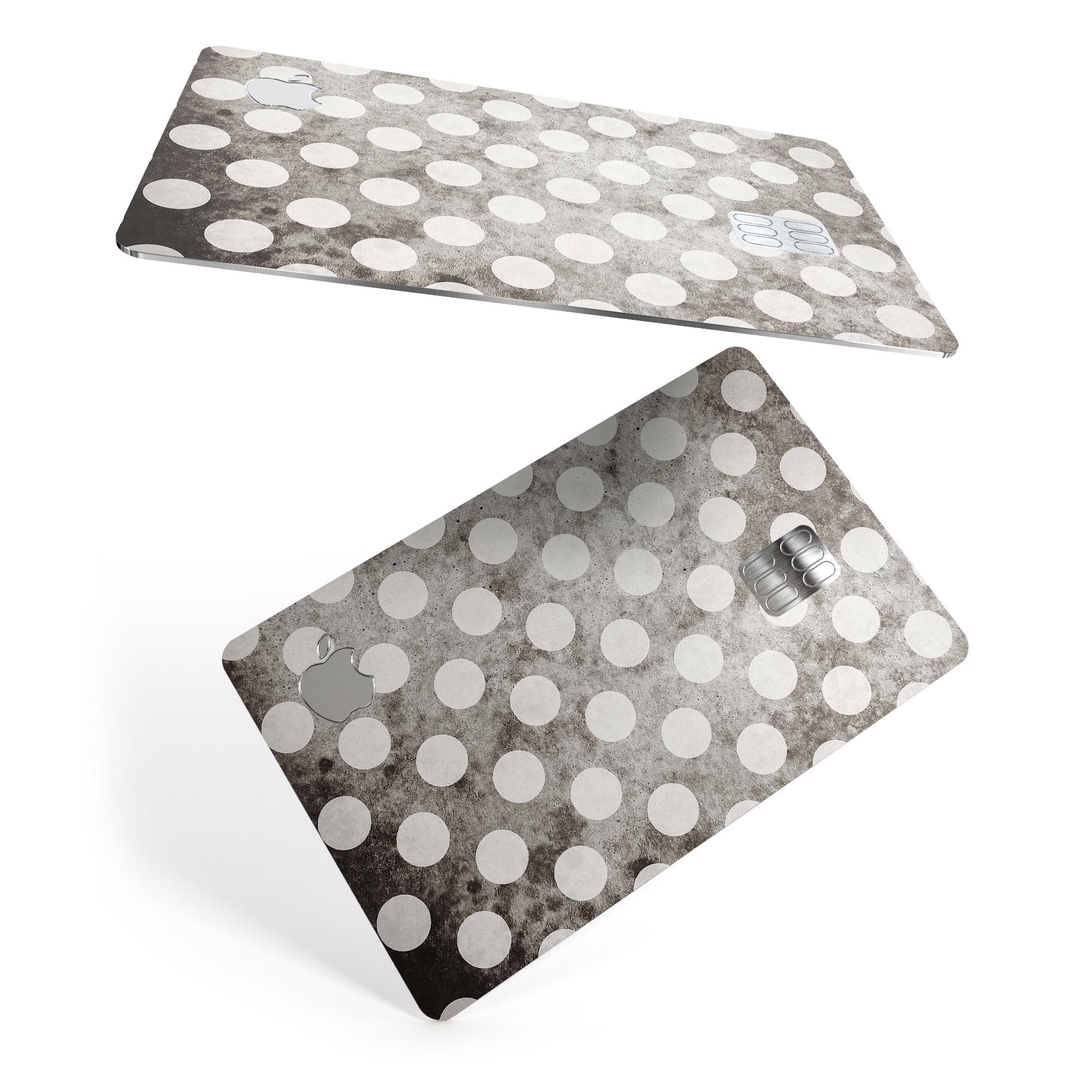 Black and Concrete Surface Polka Dots decal for Apple Card, showcasing a stylish design with polka dots on a protective vinyl surface.