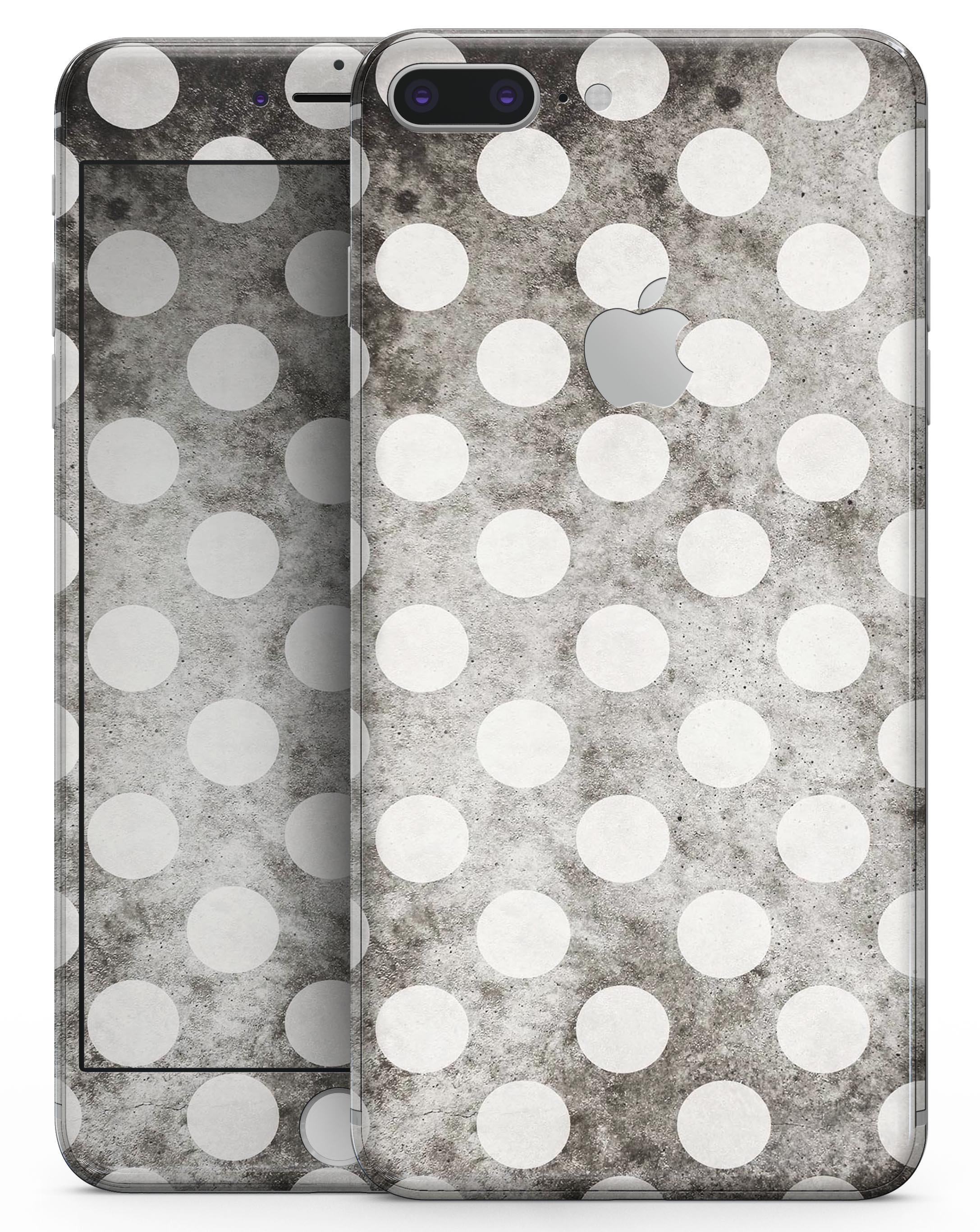 Black and Concrete Surface Polka Dots skin for iPhone 8 and 8 Plus, showcasing a stylish design with polka dots on a sleek surface.