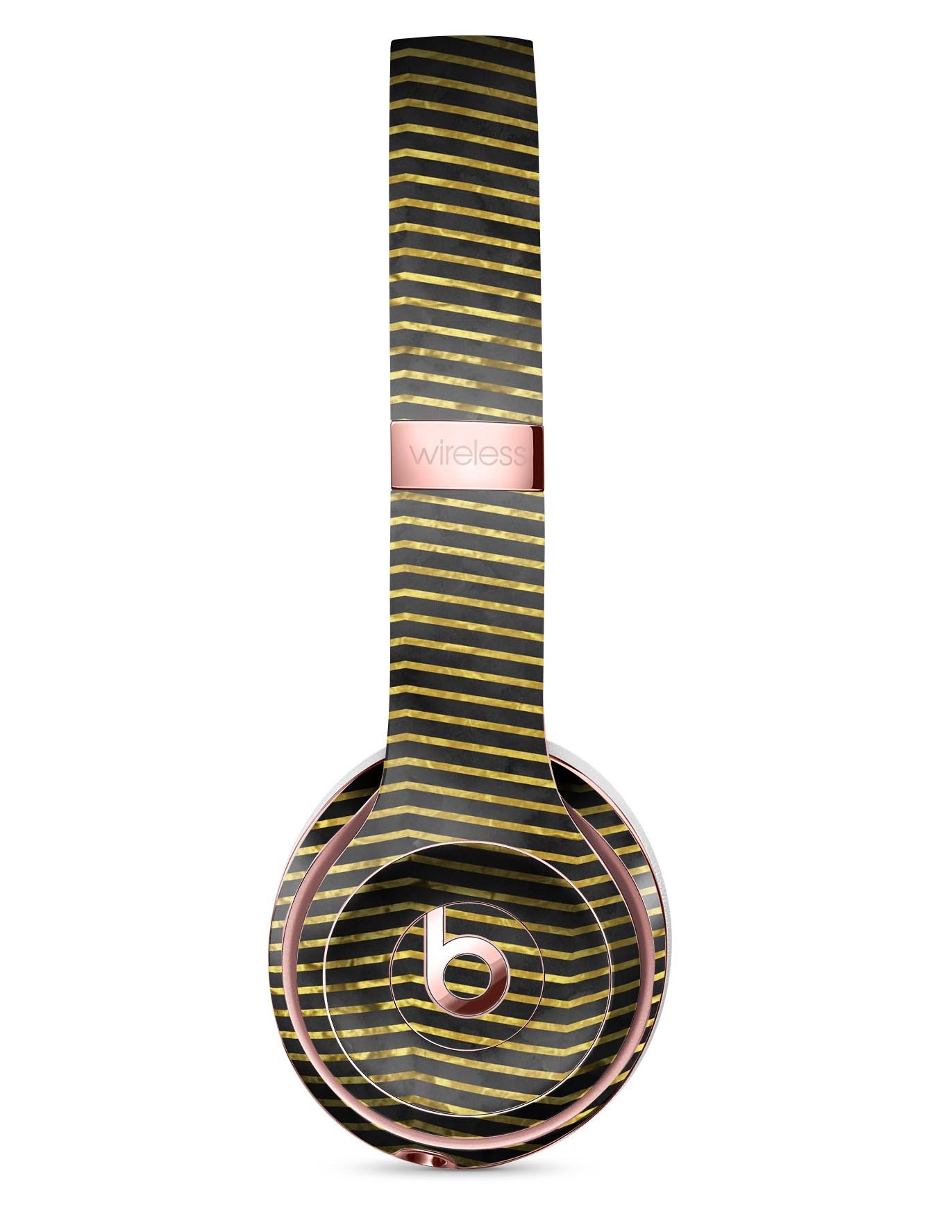 Black and Gold Watercolor Chevron Skin Kit for Beats by Dre Solo 3 Wireless Headphones, showcasing vibrant colors and stylish design.