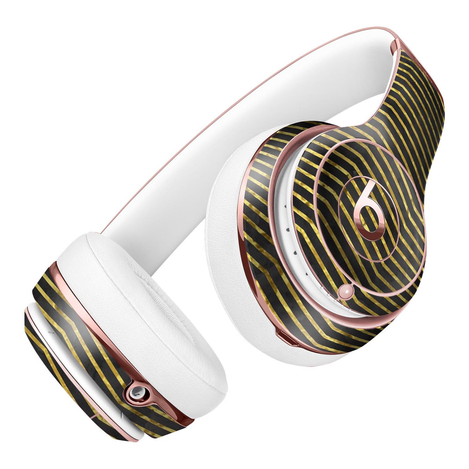 Black and Gold Watercolor Chevron Skin Kit for Beats by Dre Solo 3 Wireless Headphones, showcasing vibrant colors and stylish design.