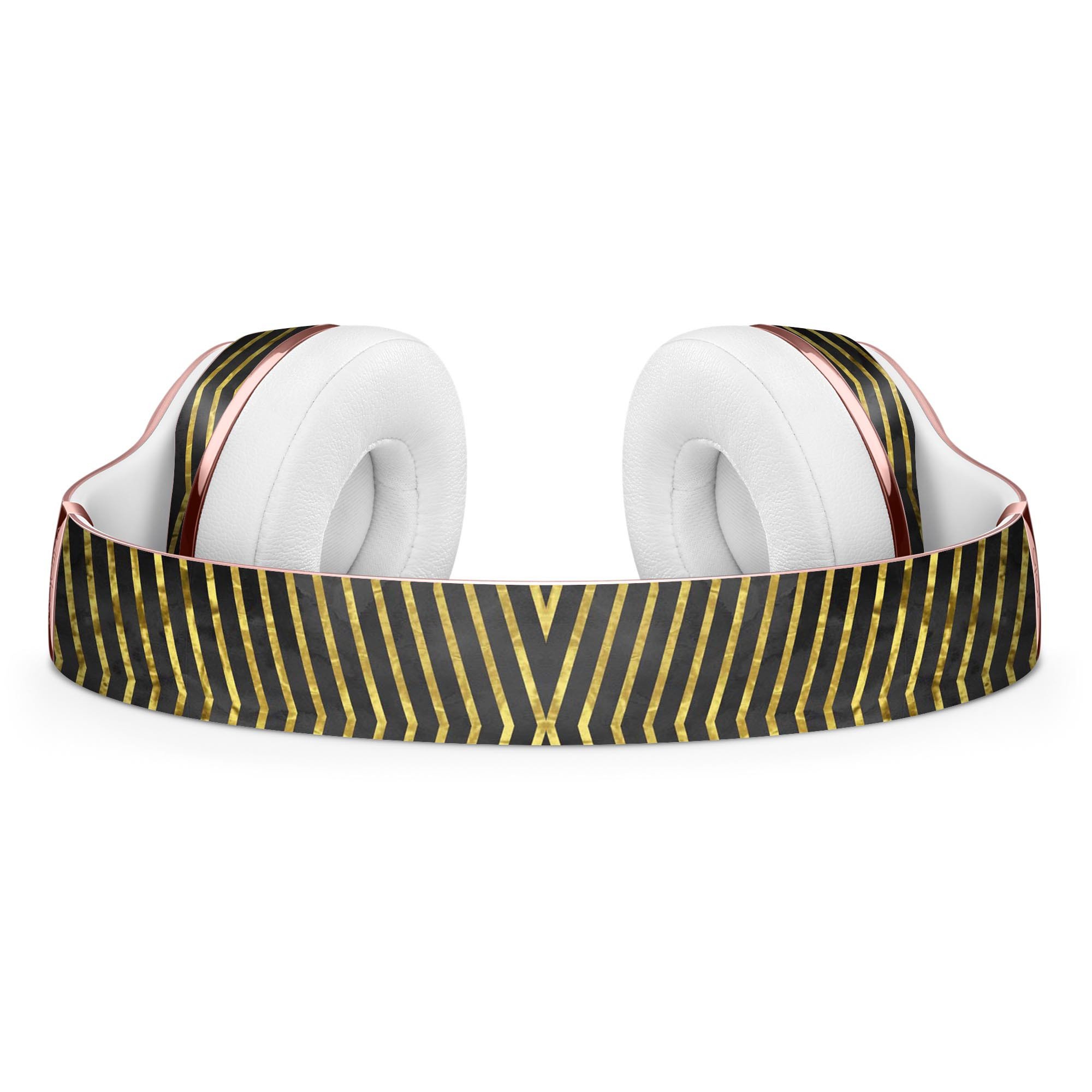 Black and Gold Watercolor Chevron Skin Kit for Beats by Dre Solo 3 Wireless Headphones, showcasing vibrant colors and stylish design.