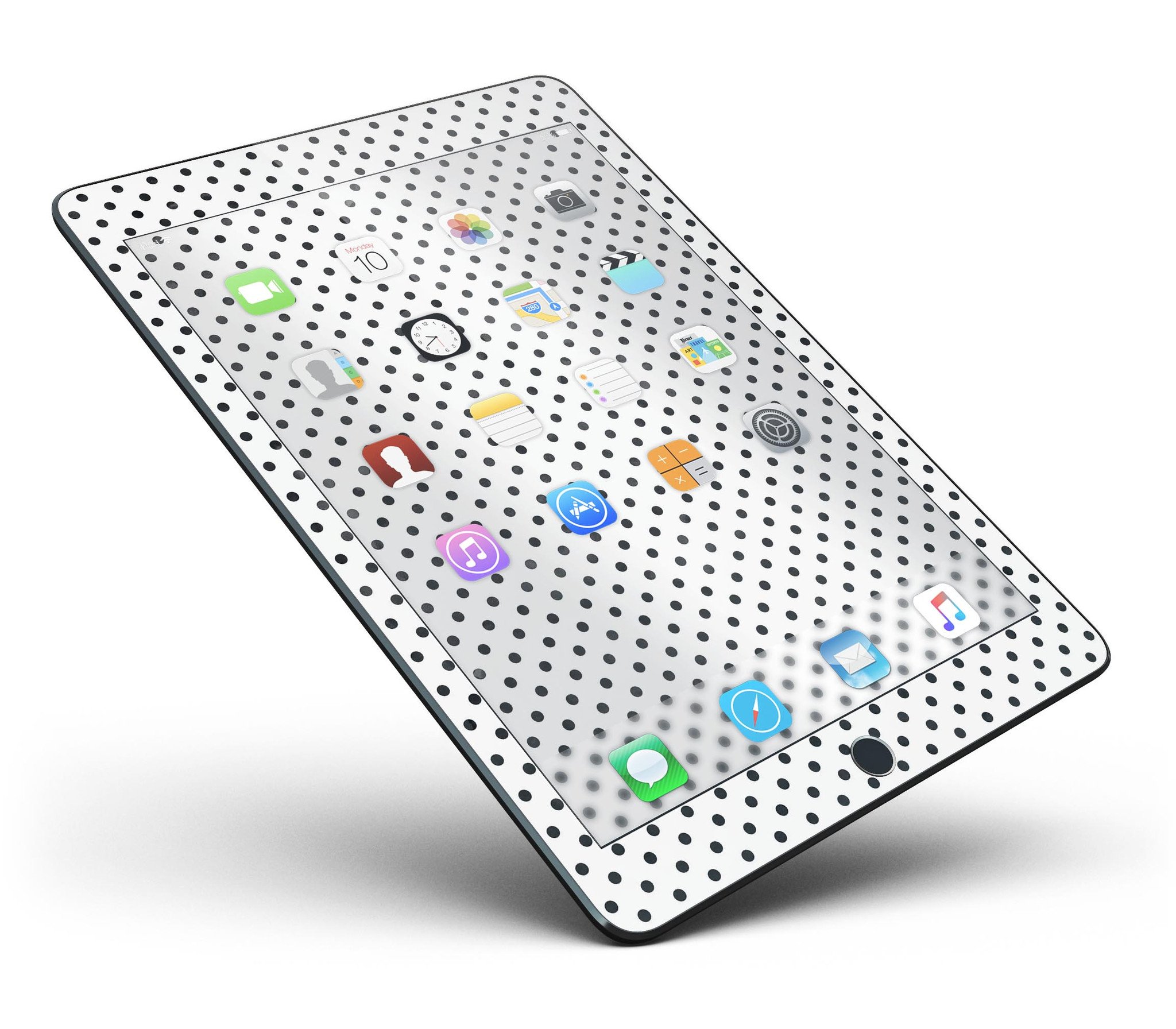 Black and gray fade polka dots full body skin for iPad Pro, showcasing a stylish design that protects the device.