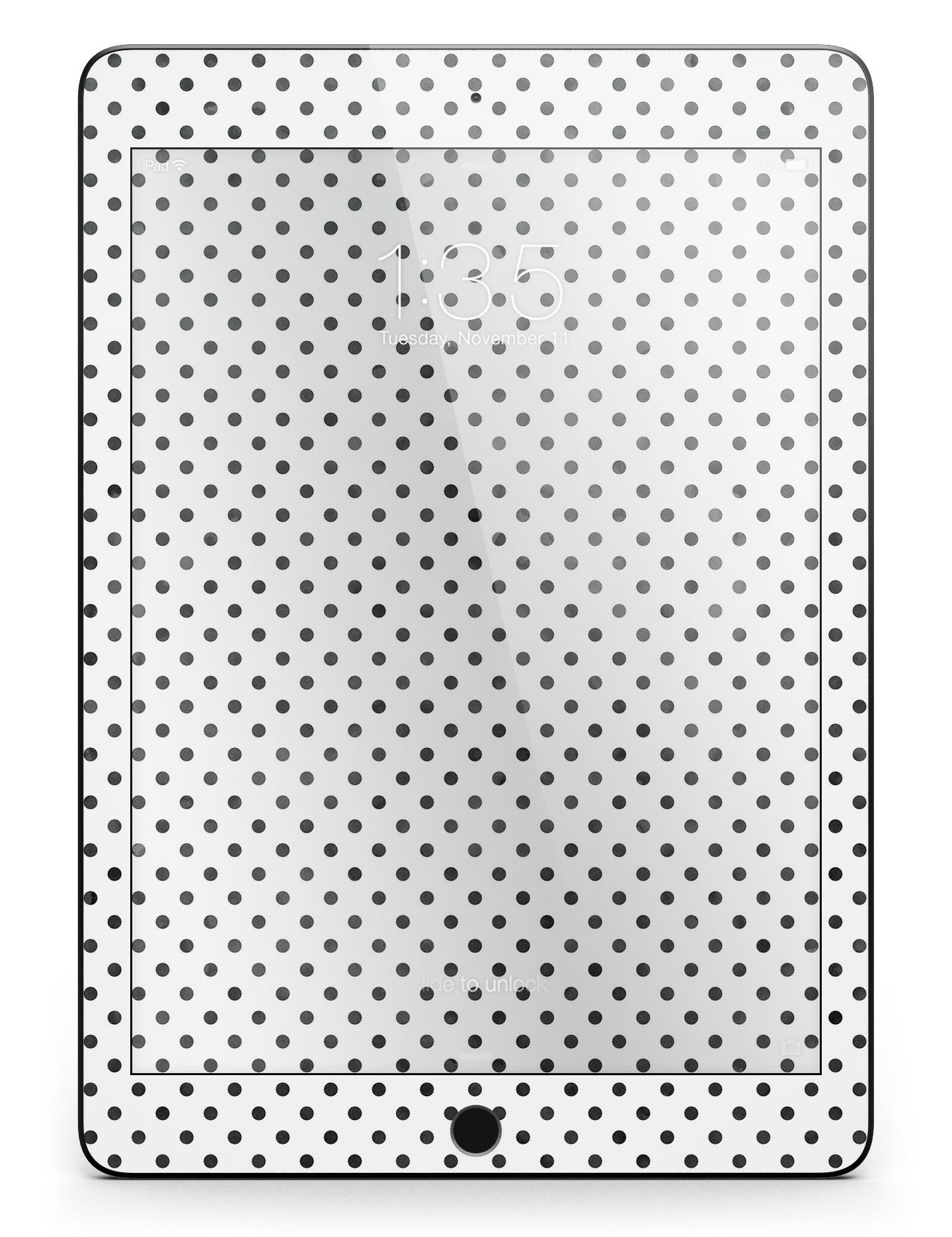 Black and gray fade polka dots full body skin for iPad Pro, showcasing a stylish design that protects the device.