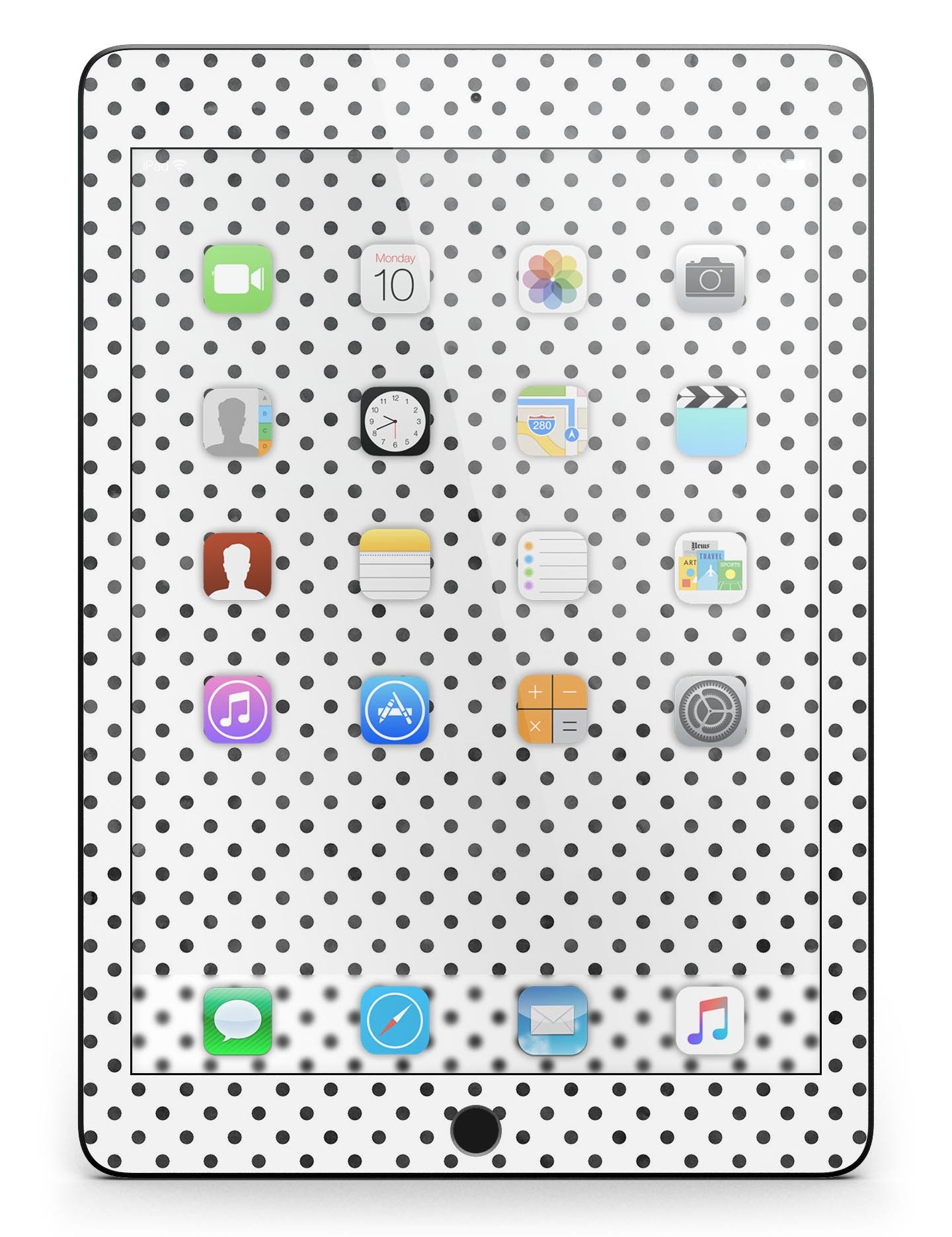 Black and gray fade polka dots full body skin for iPad Pro, showcasing a stylish design that protects the device.