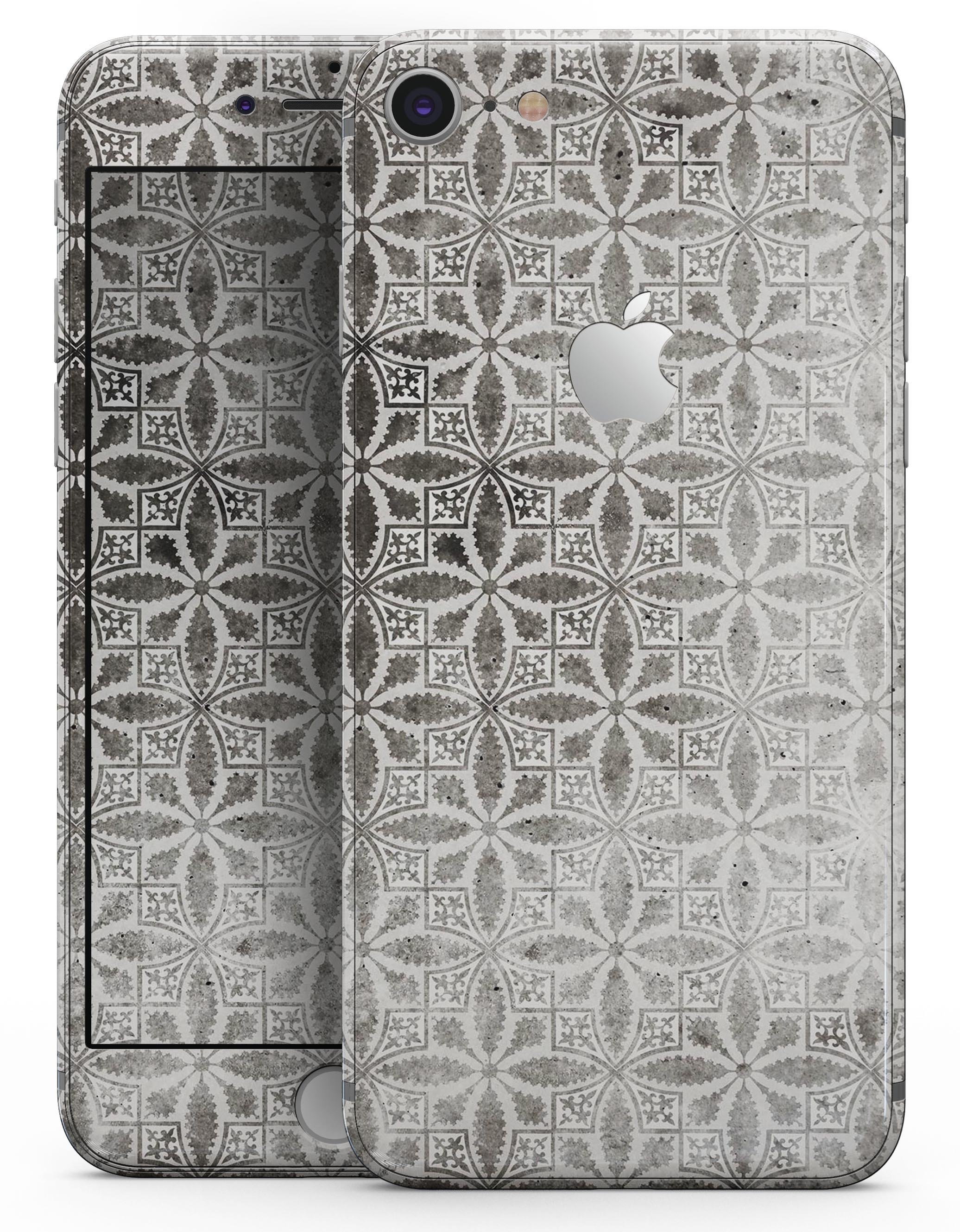 Black and Gray Floral Cross Pattern skin for iPhone 8 and 8 Plus, showcasing a stylish floral design on a sleek device.