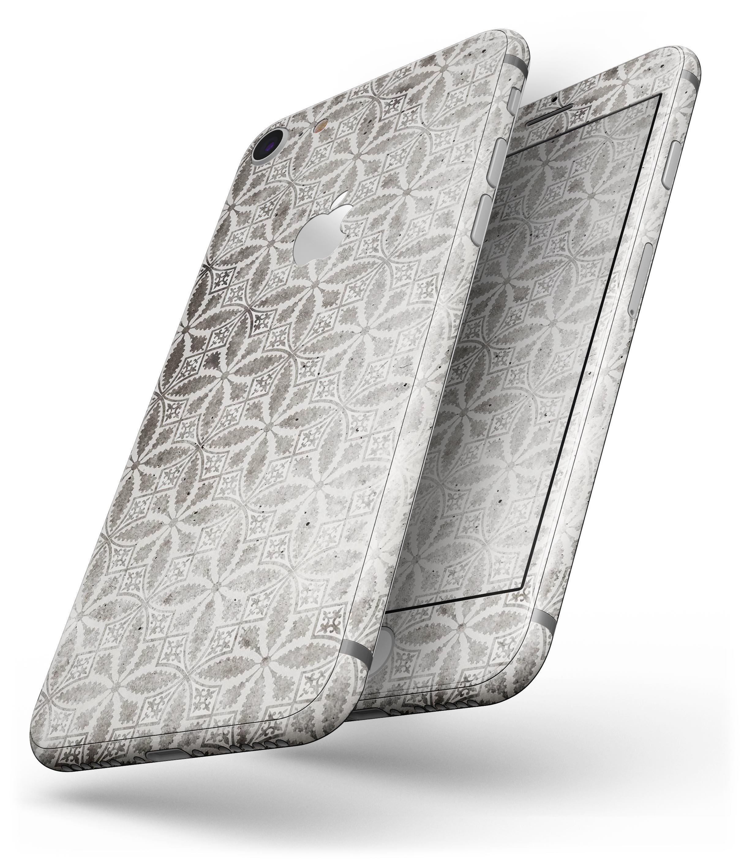 Black and Gray Floral Cross Pattern skin for iPhone 8 and 8 Plus, showcasing a stylish floral design on a sleek device.