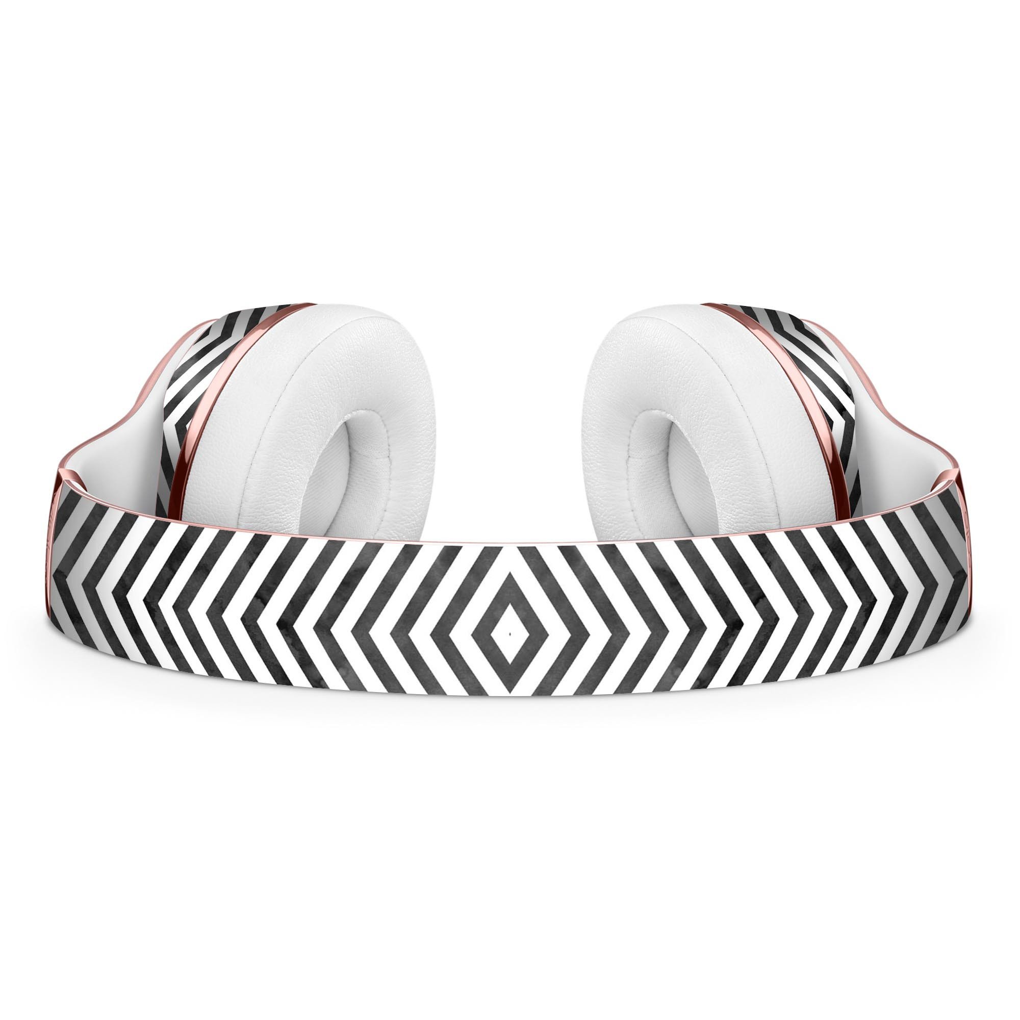 Black and Gray Watercolor Chevron Skin Kit for Beats by Dre Solo 3 Wireless Headphones, showcasing stylish design and protective features.