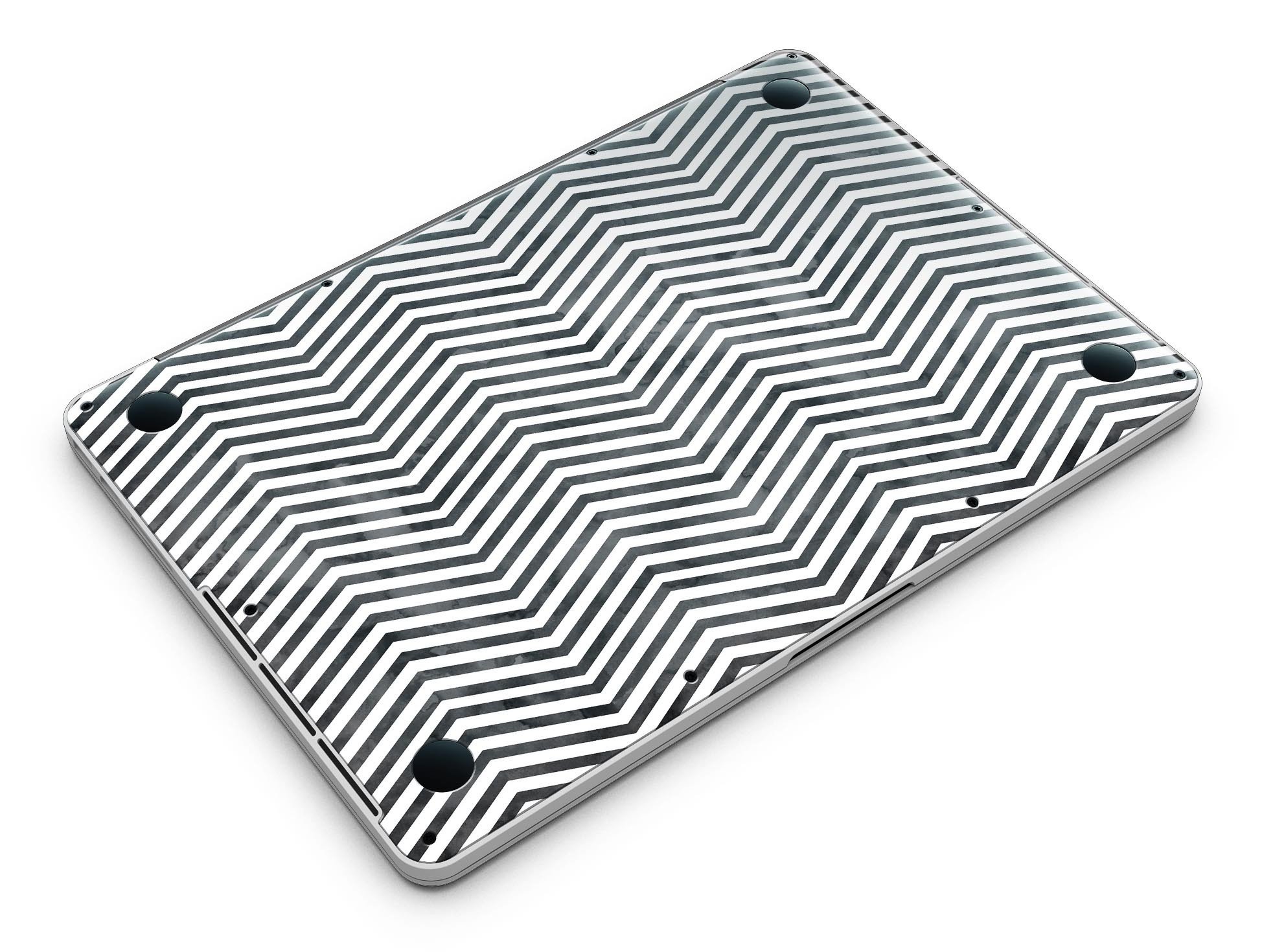 Black and Gray Watercolor Chevron skin for MacBook Pro with Retina Display, showcasing a stylish design that protects the device.