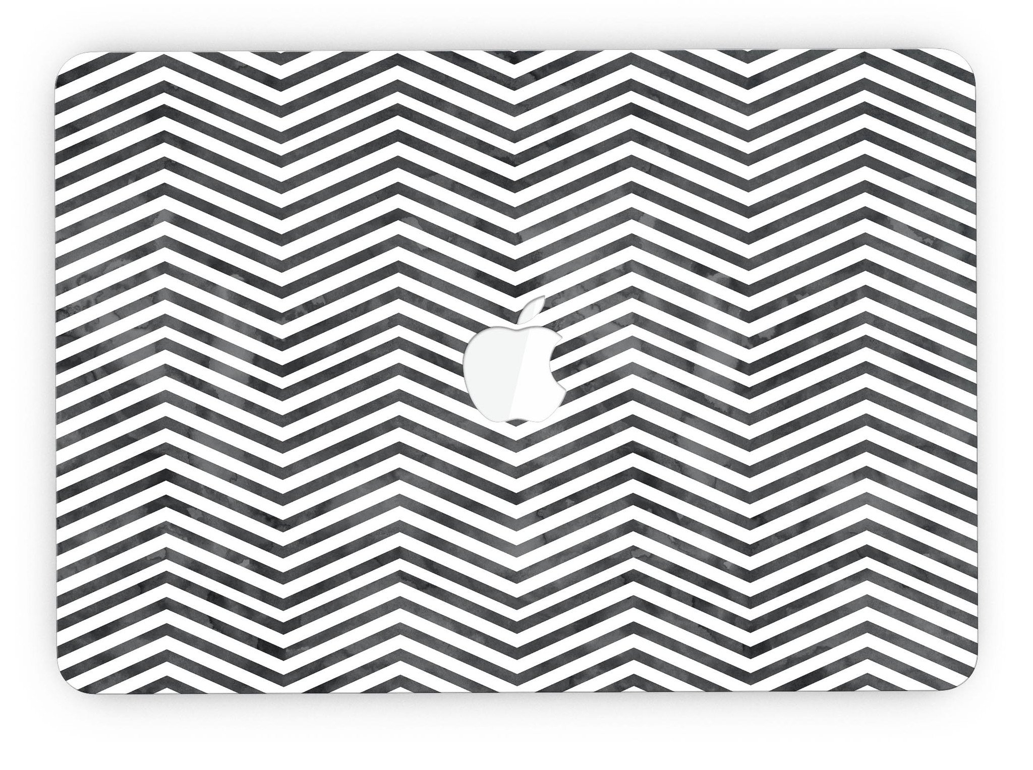 Black and Gray Watercolor Chevron skin for MacBook Pro with Retina Display, showcasing a stylish design that protects the device.
