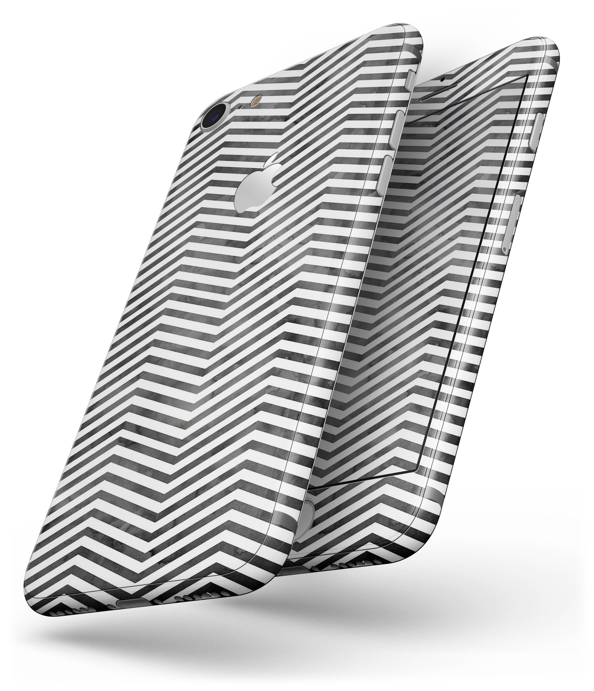 Black and Gray Watercolor Chevron skin for iPhone 8 and 8 Plus, showcasing a stylish design with a premium vinyl finish.