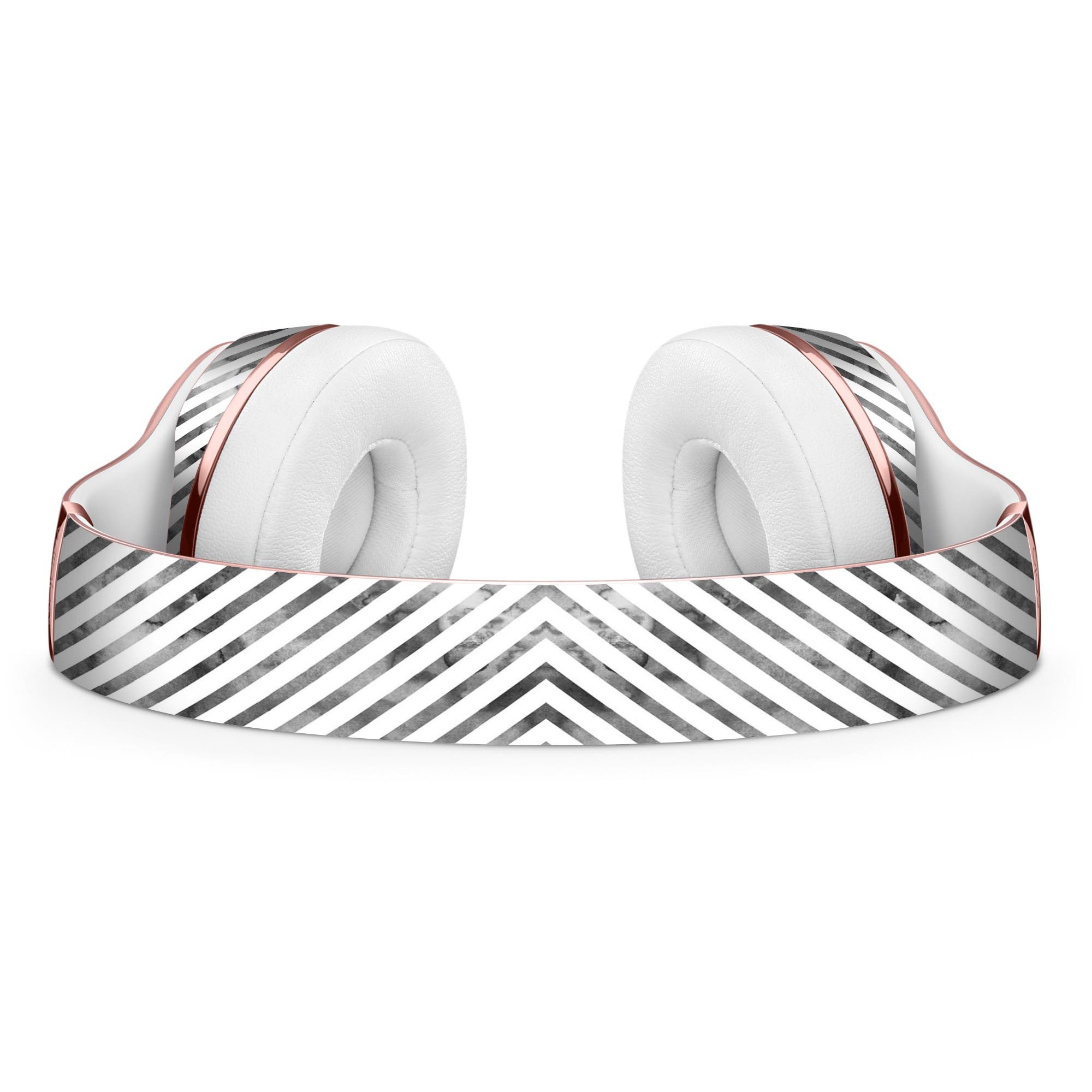 Black and gray watercolor stripes skin kit for Beats by Dre Solo 3 Wireless Headphones, showcasing stylish design and protective features.