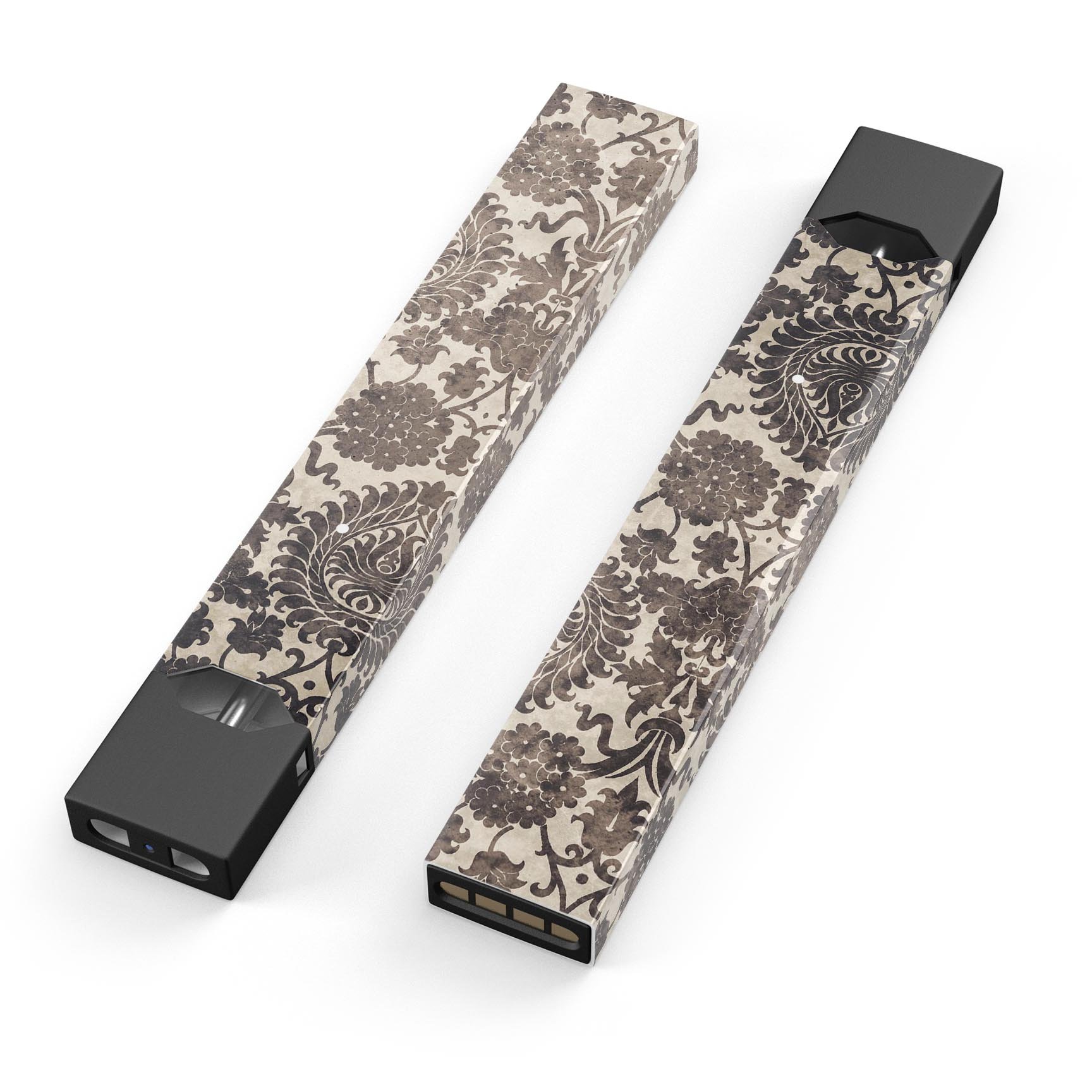 Black and Neutral Decadence Pattern decal skin for JUUL vaping device, showcasing its stylish design and premium quality.