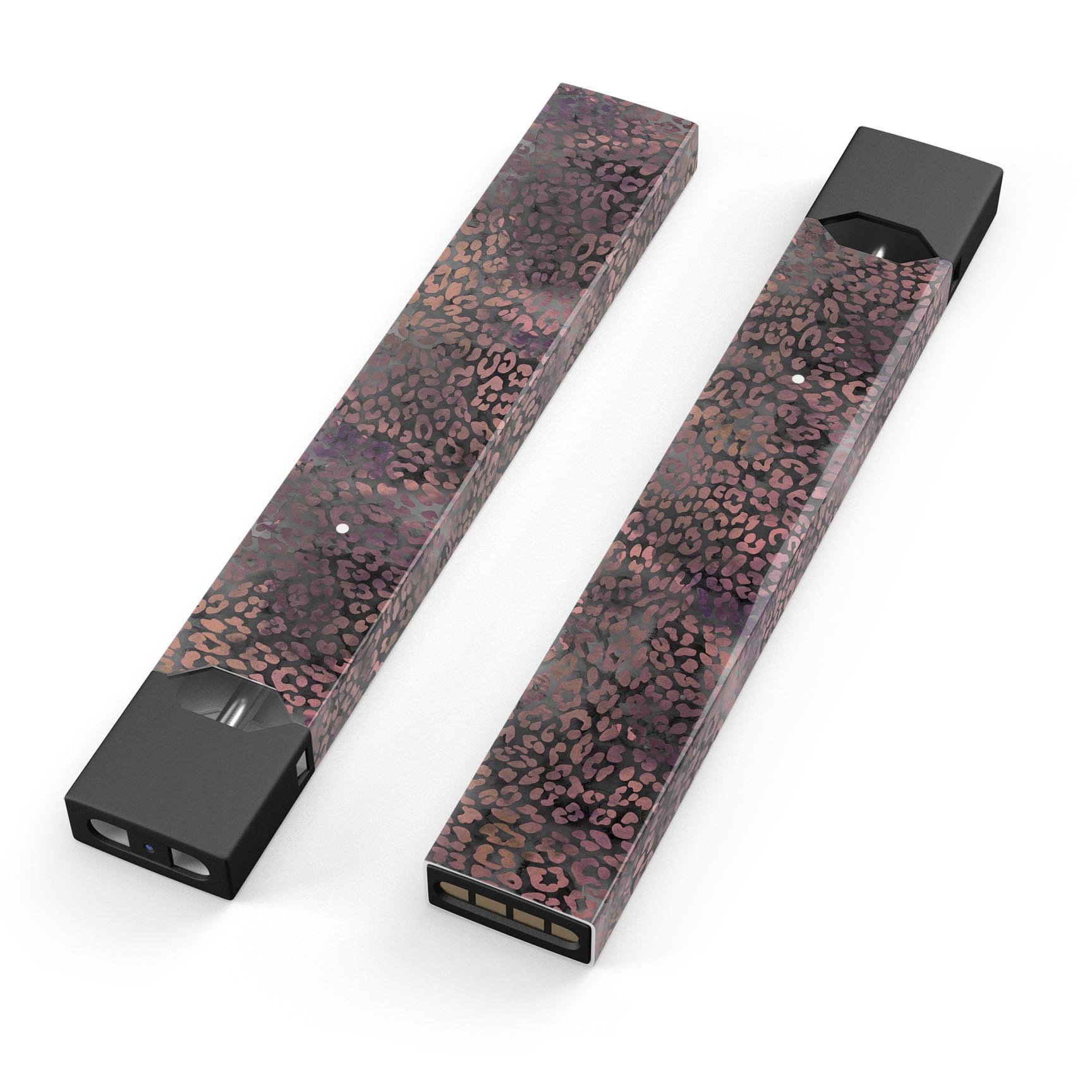 Black and Purple Watercolor Leopard Pattern decal for JUUL vaping device, showcasing vibrant colors and stylish design.