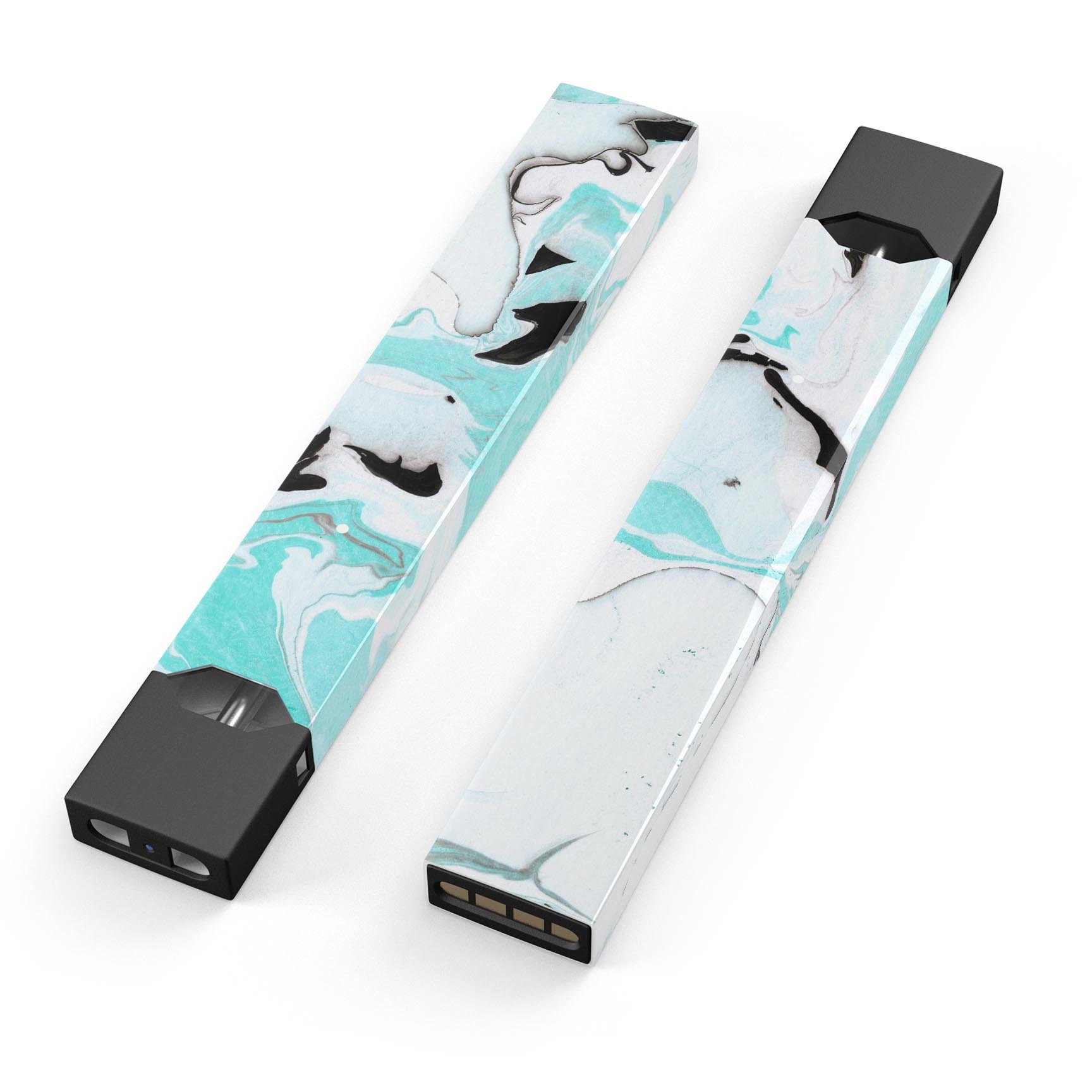 Black and Teal Textured Marble skin wrap for JUUL vaping device, showcasing a stylish design with a premium finish.