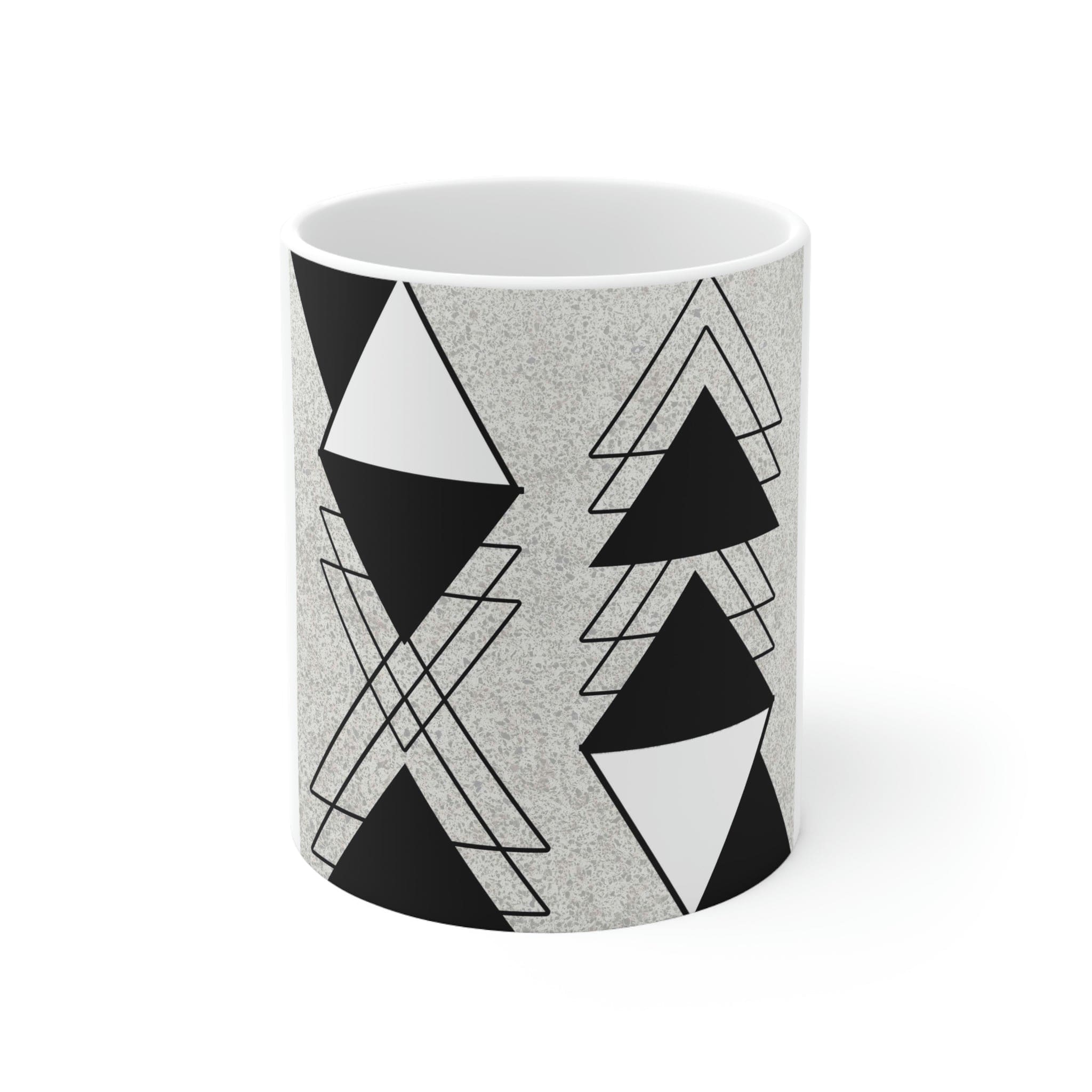 Black and white ash grey triangular colorblock decor piece, featuring a modern geometric design that enhances contemporary interiors.