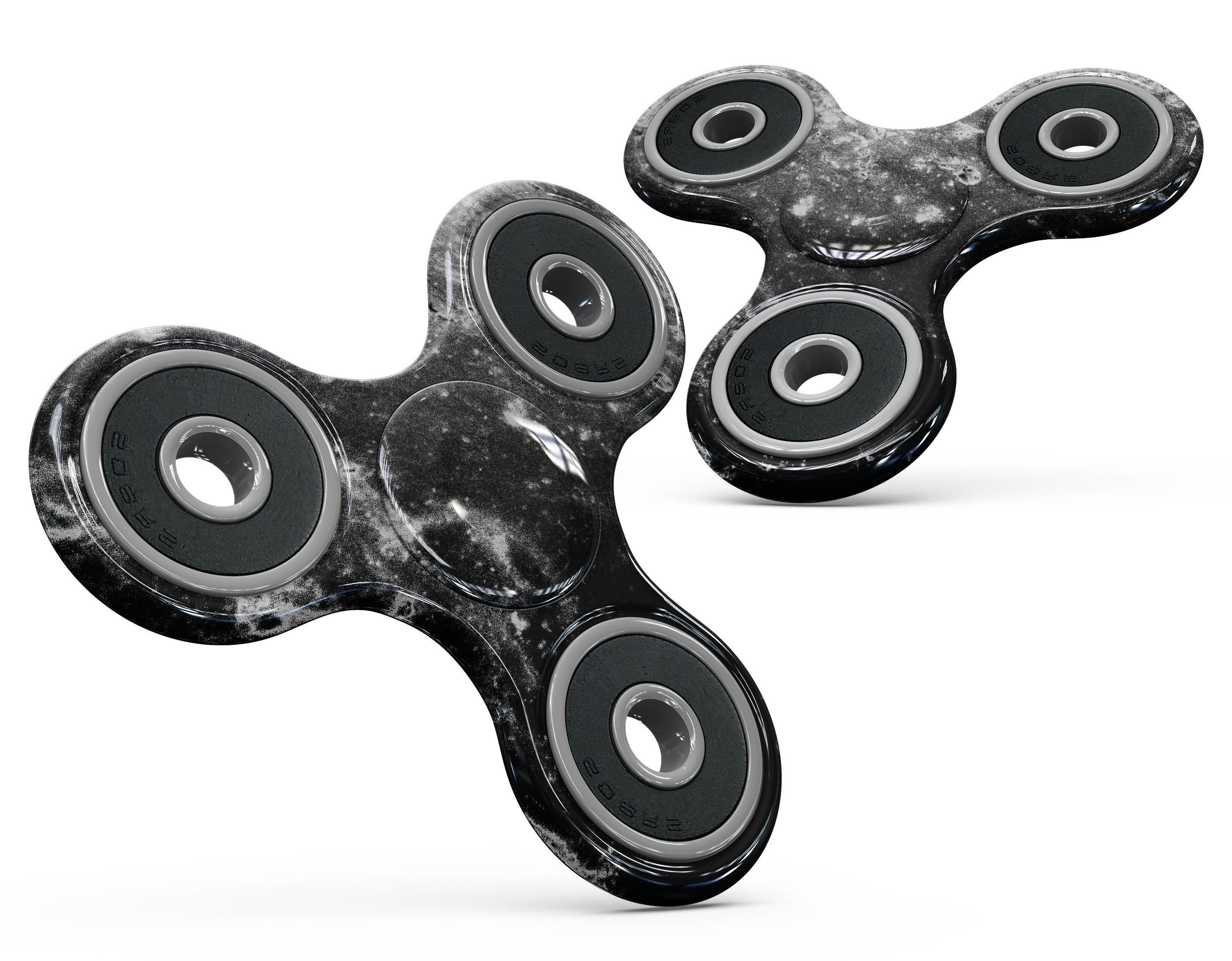Black and white grungy marble surface skin for fidget spinner, showcasing a stylish and durable design.