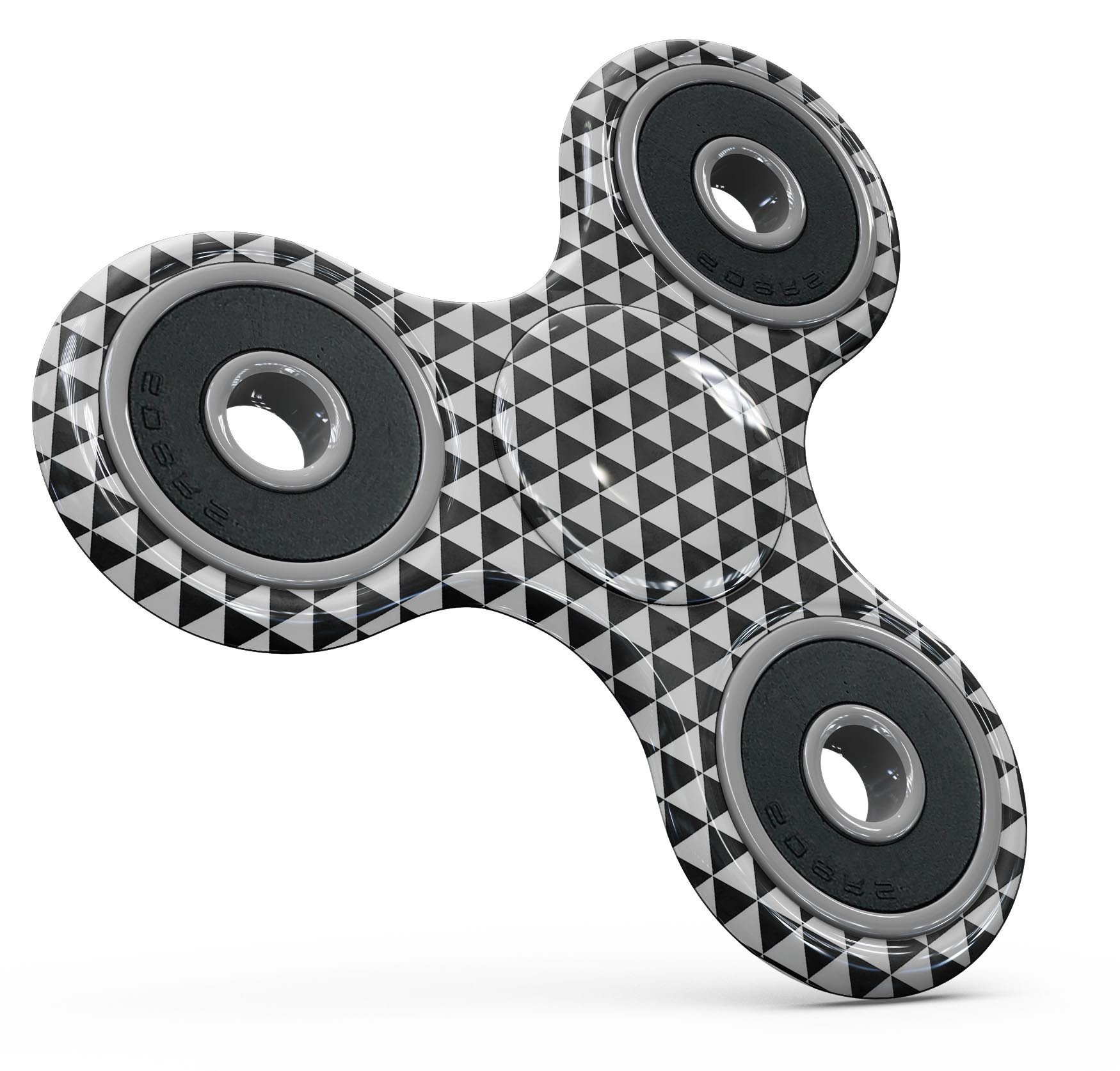 Black and white watercolor triangle pattern skin for fidget spinner, showcasing a stylish design that enhances the spinner's appearance.