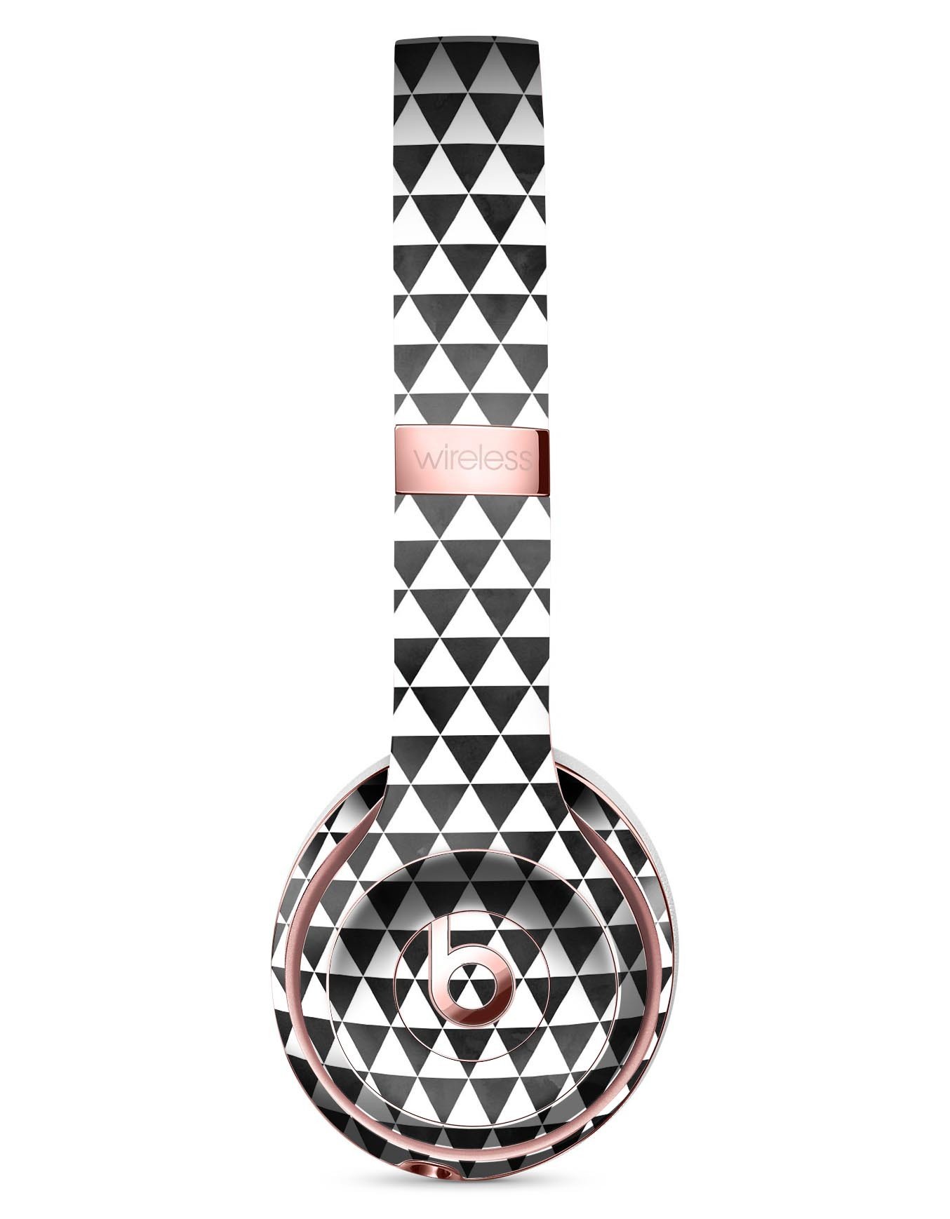 Black and white watercolor triangle pattern skin kit for Beats by Dre Solo 3 Wireless Headphones, showcasing a stylish design.