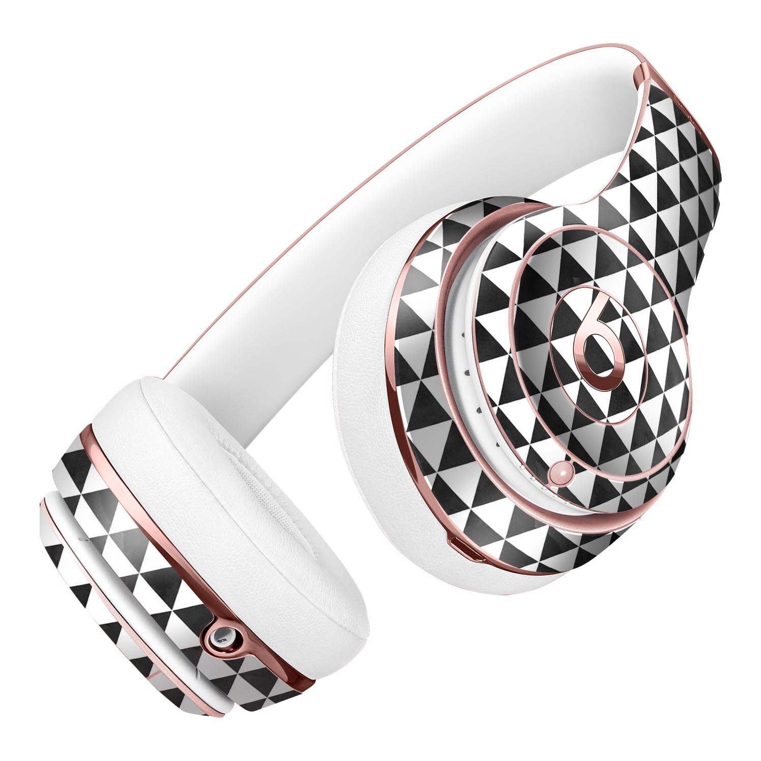 Black and white watercolor triangle pattern skin kit for Beats by Dre Solo 3 Wireless Headphones, showcasing a stylish design.