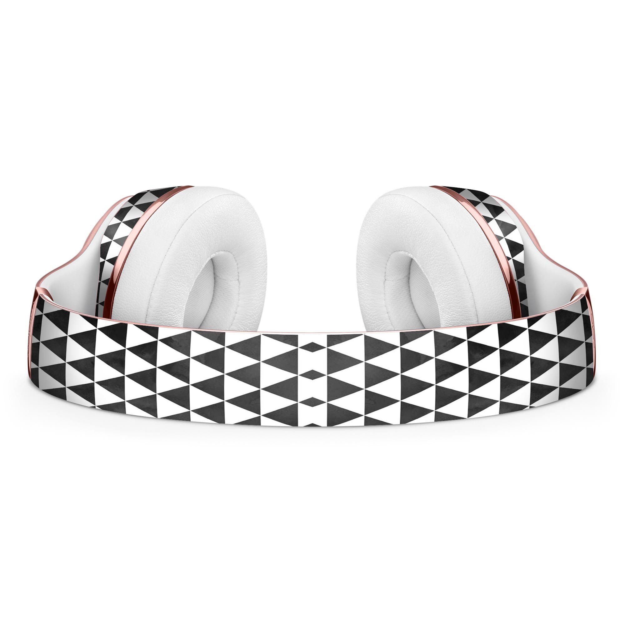 Black and white watercolor triangle pattern skin kit for Beats by Dre Solo 3 Wireless Headphones, showcasing a stylish design.