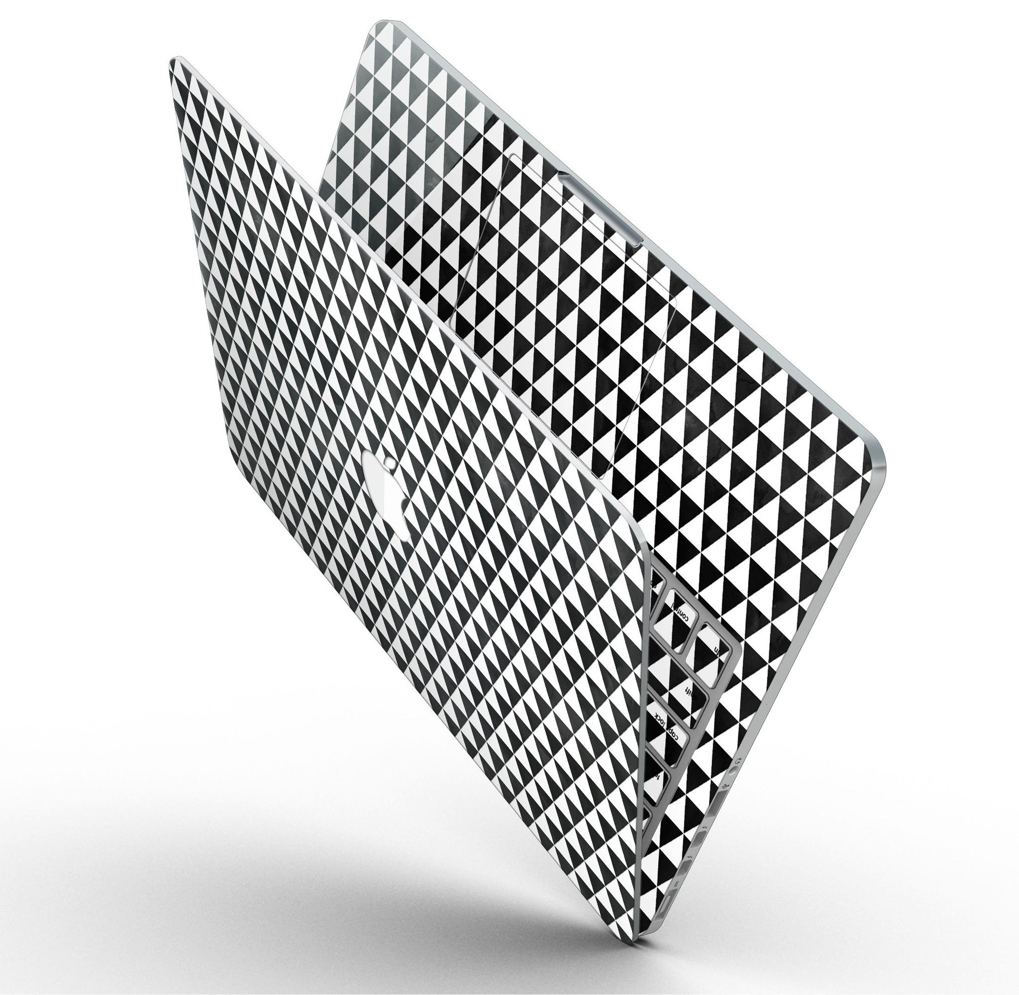 Black and white watercolor triangle pattern skin for MacBook Pro with Retina Display, showcasing a stylish design that fits perfectly.