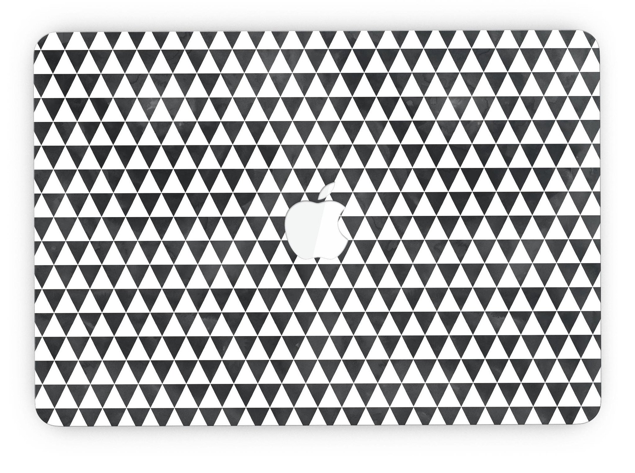 Black and white watercolor triangle pattern skin for MacBook Pro with Retina Display, showcasing a stylish design that fits perfectly.