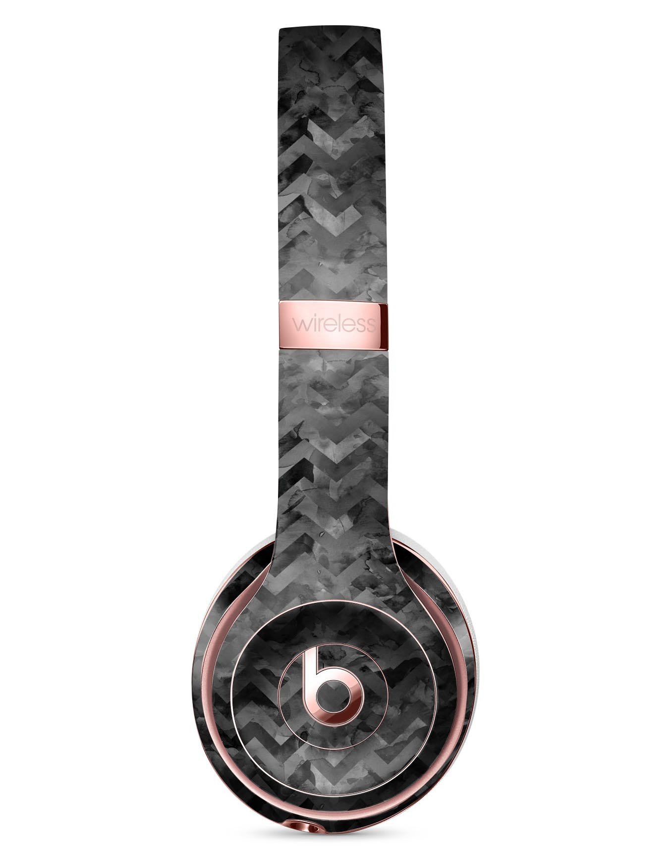 Black Basic Watercolor Chevron Pattern Skin Kit for Beats by Dre Solo 3 Wireless Headphones, showcasing a stylish design and premium vinyl material.