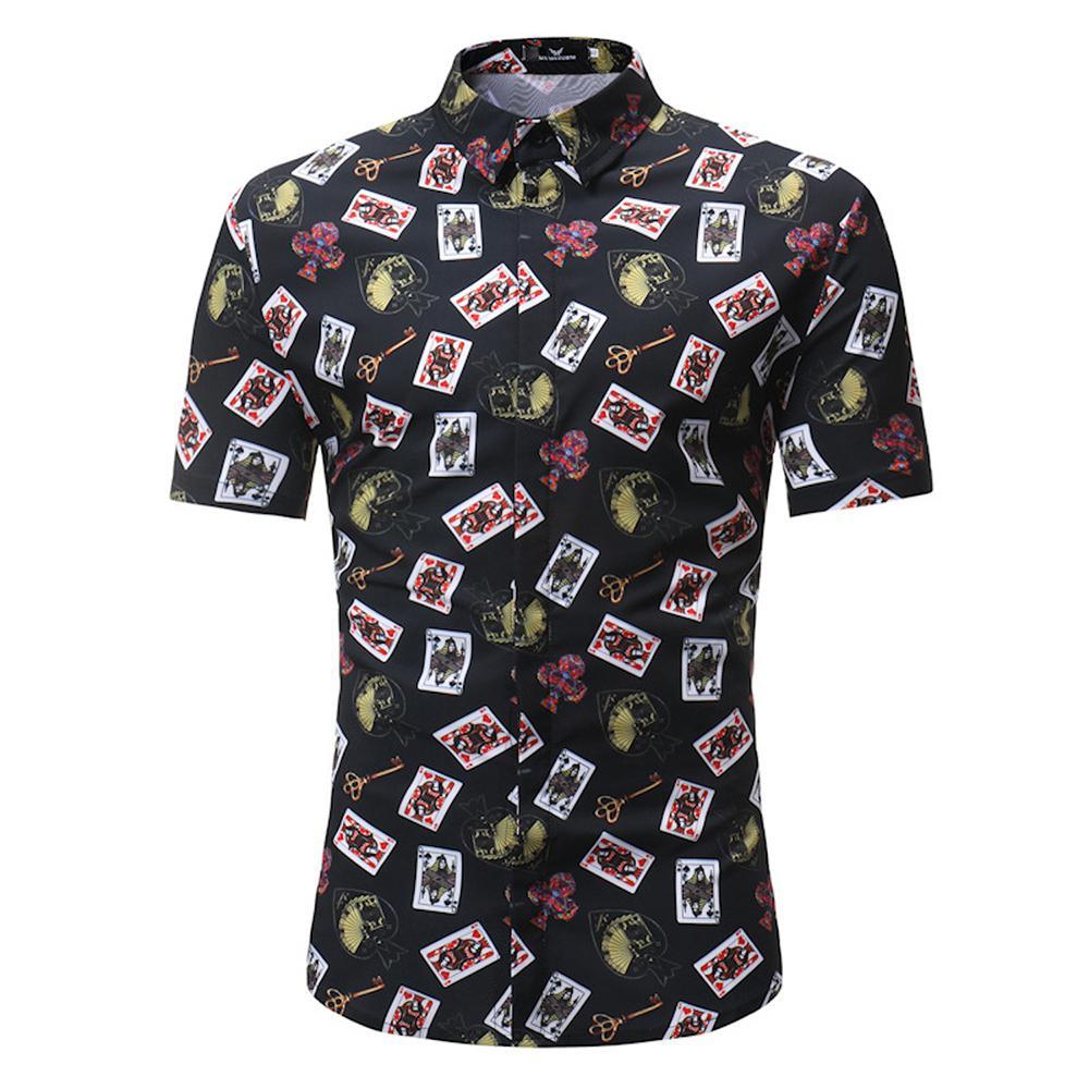 Black Cards check Men's Short Sleeve Button-up Shirt made from luxury European cotton, showcasing a tailored slim fit design.