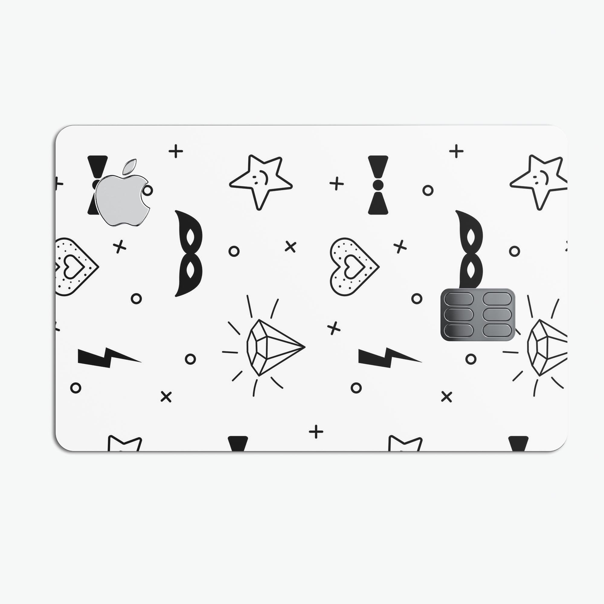 Black Doodles Lightning decal skin-kit for Apple Card, showcasing a stylish design and premium quality.