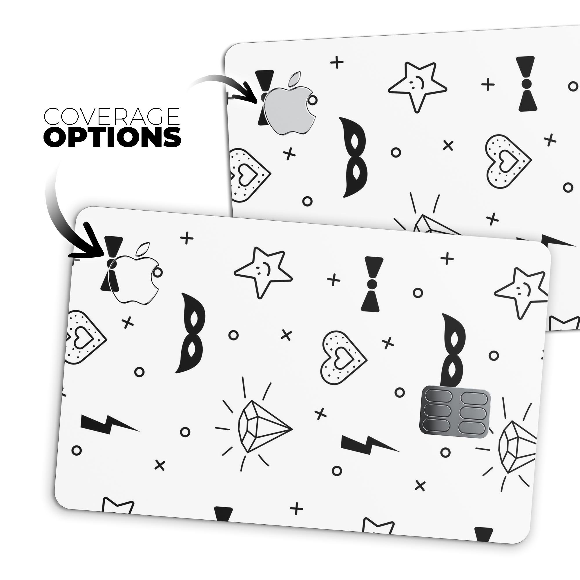 Black Doodles Lightning decal skin-kit for Apple Card, showcasing a stylish design and premium quality.