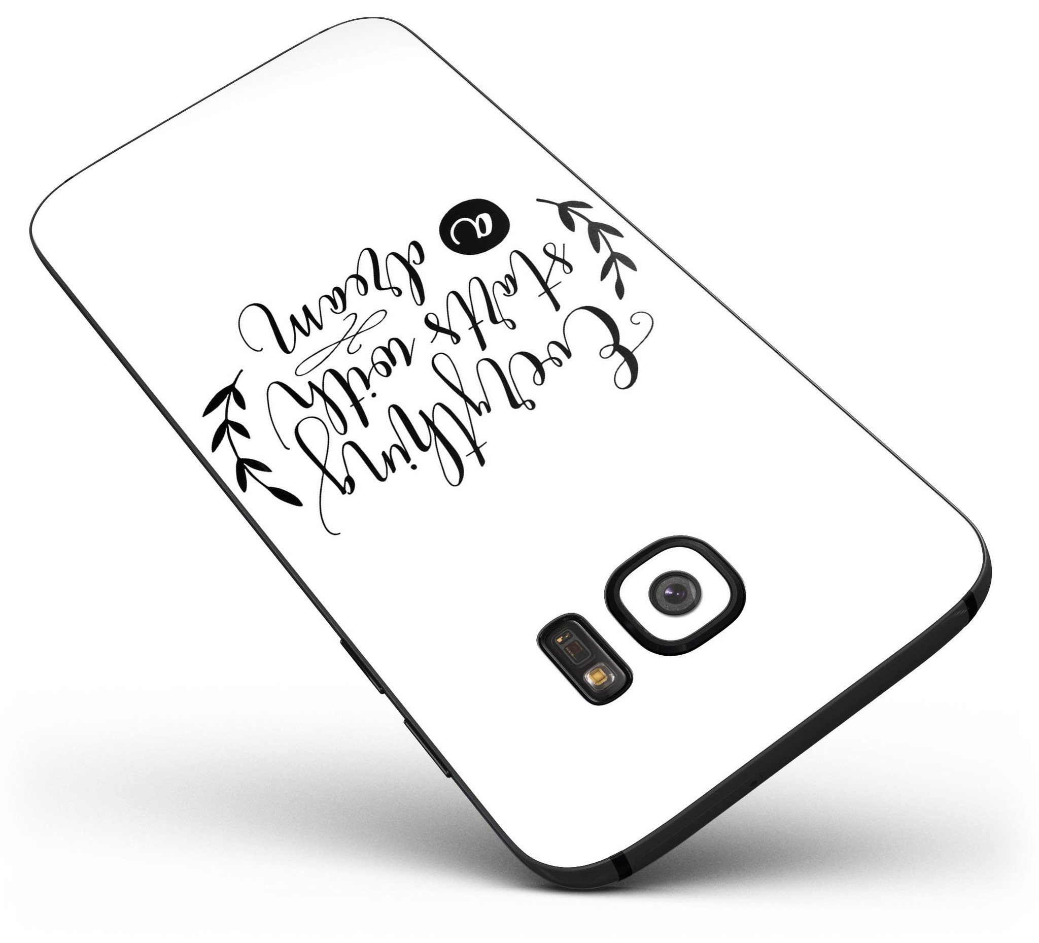 Black Everything Starts with a Dream Full Body Skin-Kit for Samsung Galaxy S7/S7 Edge, showcasing sleek design and premium vinyl material.