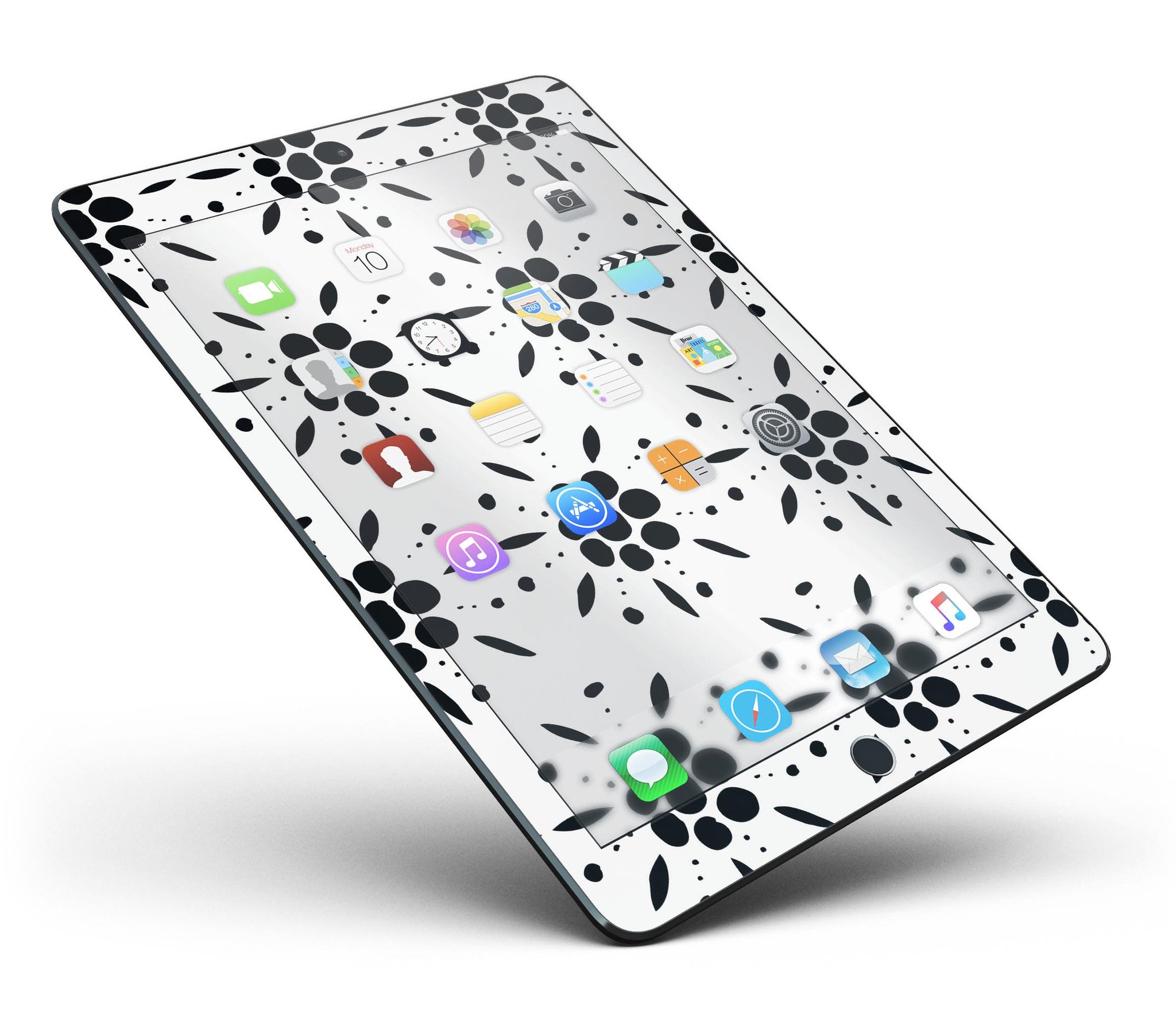 Black Floral Pedals skin for iPad Pro, showcasing vibrant floral design and clear cacking for full body protection.