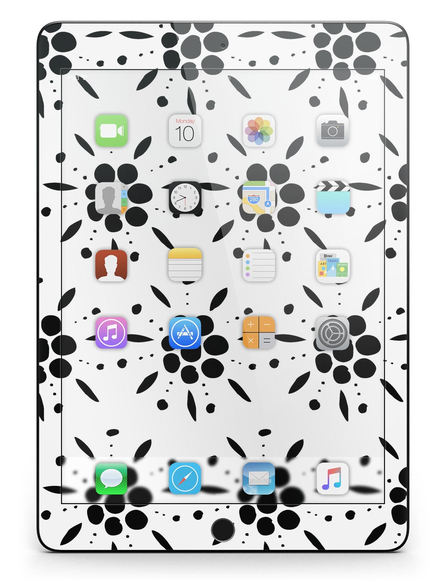 Black Floral Pedals skin for iPad Pro, showcasing vibrant floral design and clear cacking for full body protection.