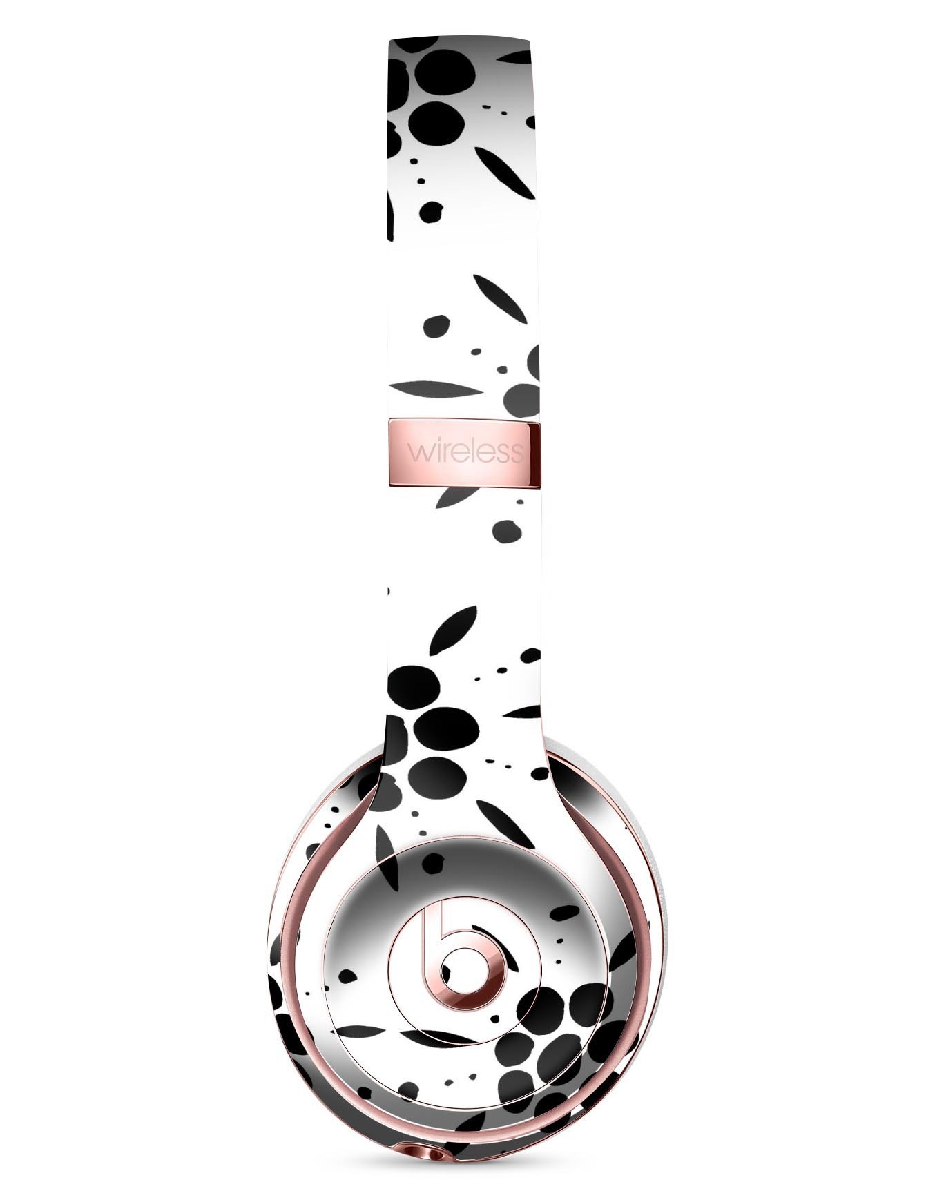Black Floral Pedals Skin Kit for Beats by Dre Solo 3 Wireless Headphones, showcasing a stylish floral design with a clear backing.