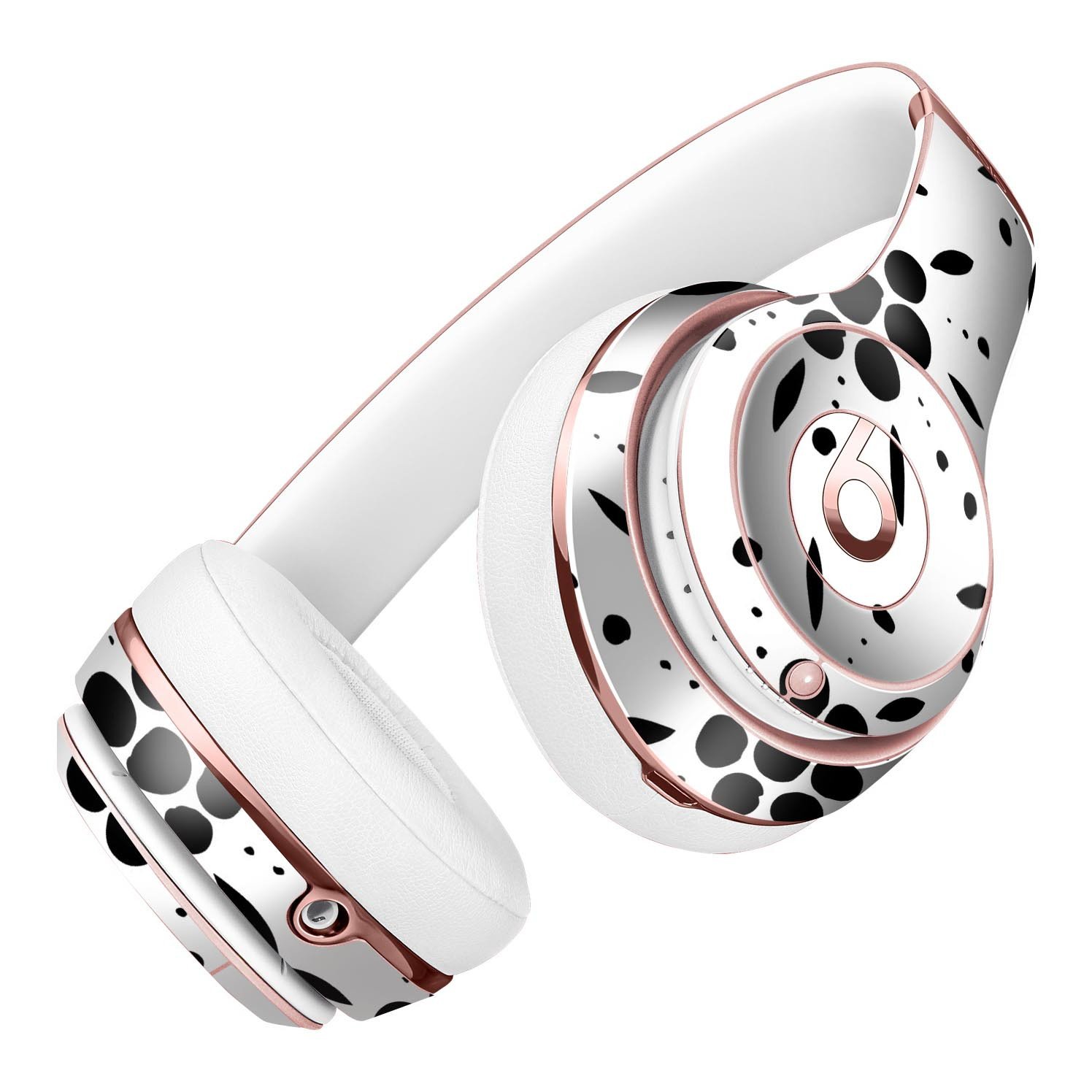 Black Floral Pedals Skin Kit for Beats by Dre Solo 3 Wireless Headphones, showcasing a stylish floral design with a clear backing.