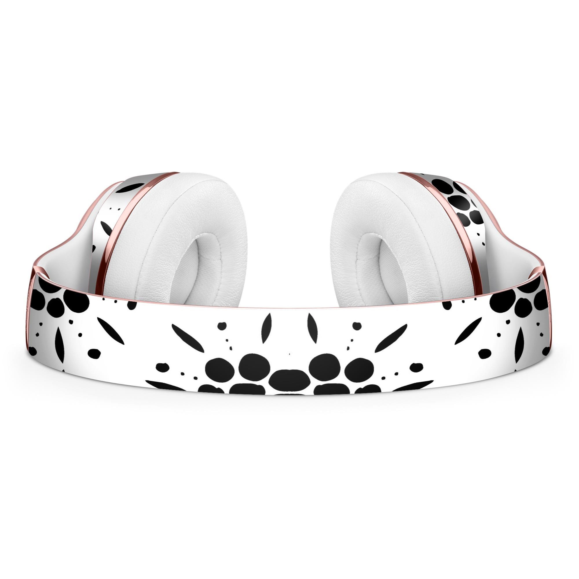 Black Floral Pedals Skin Kit for Beats by Dre Solo 3 Wireless Headphones, showcasing a stylish floral design with a clear backing.