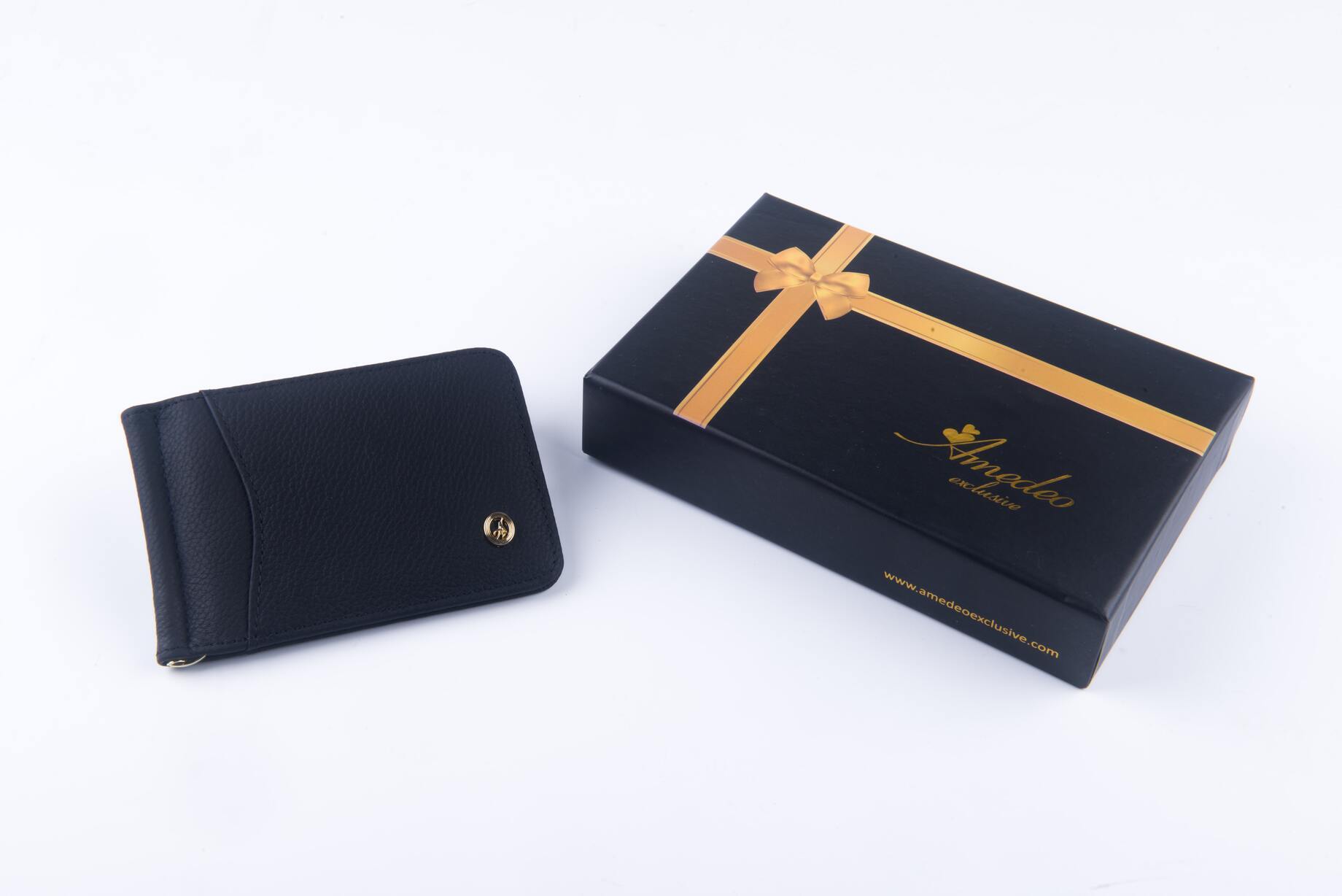 Black genuine leather wallet for men, featuring a slim design and multiple card slots, perfect for modern style and functionality.